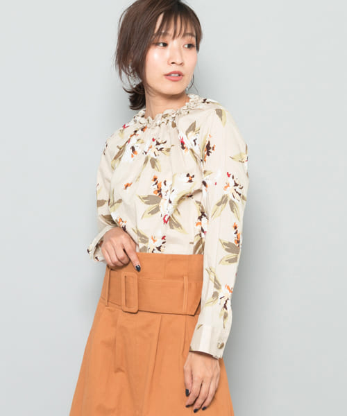 ペイントフラワーレトロブラウス BORDEAUX FREE