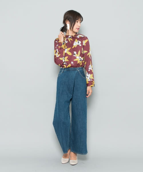 ペイントフラワーレトロブラウス BORDEAUX FREE