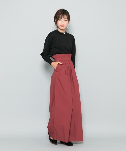 ハイウエストギャザーワイドパンツ BLACK 38