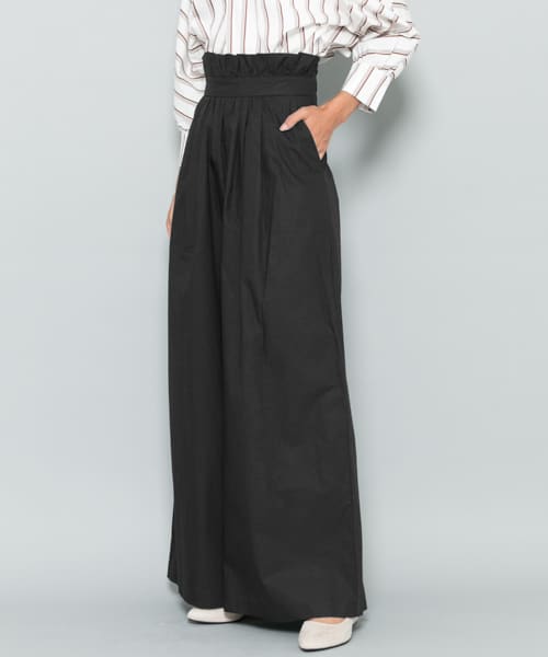ハイウエストギャザーワイドパンツ BLACK 38
