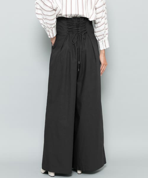 ハイウエストギャザーワイドパンツ BLACK 38
