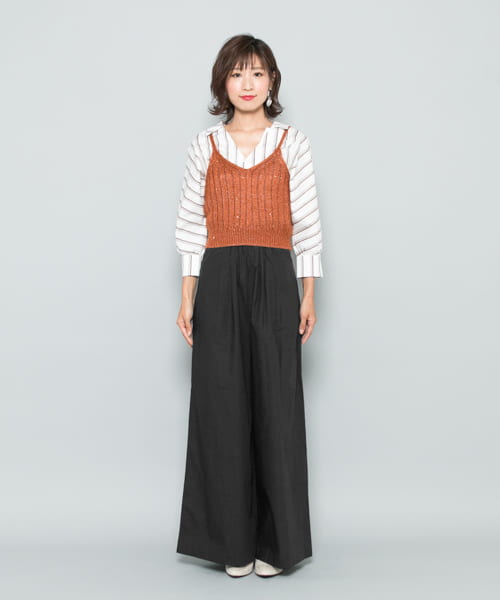 ハイウエストギャザーワイドパンツ BLACK 38