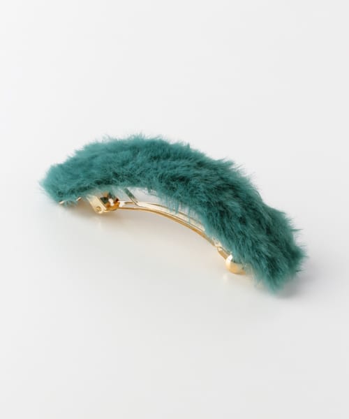 フェイクファーヘアバレッタ∴ GREEN -
