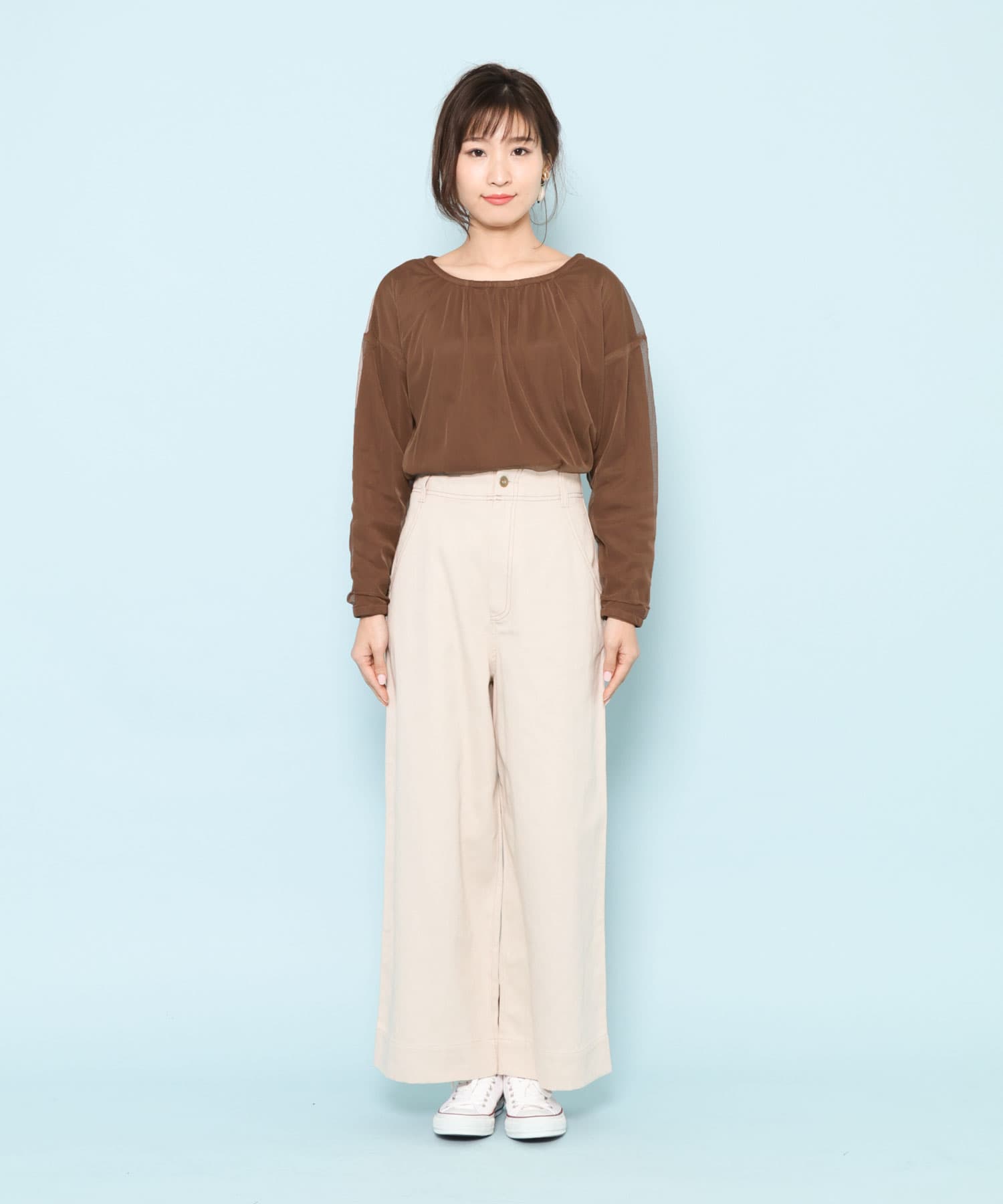 2wayチュールセーター BROWN FREE