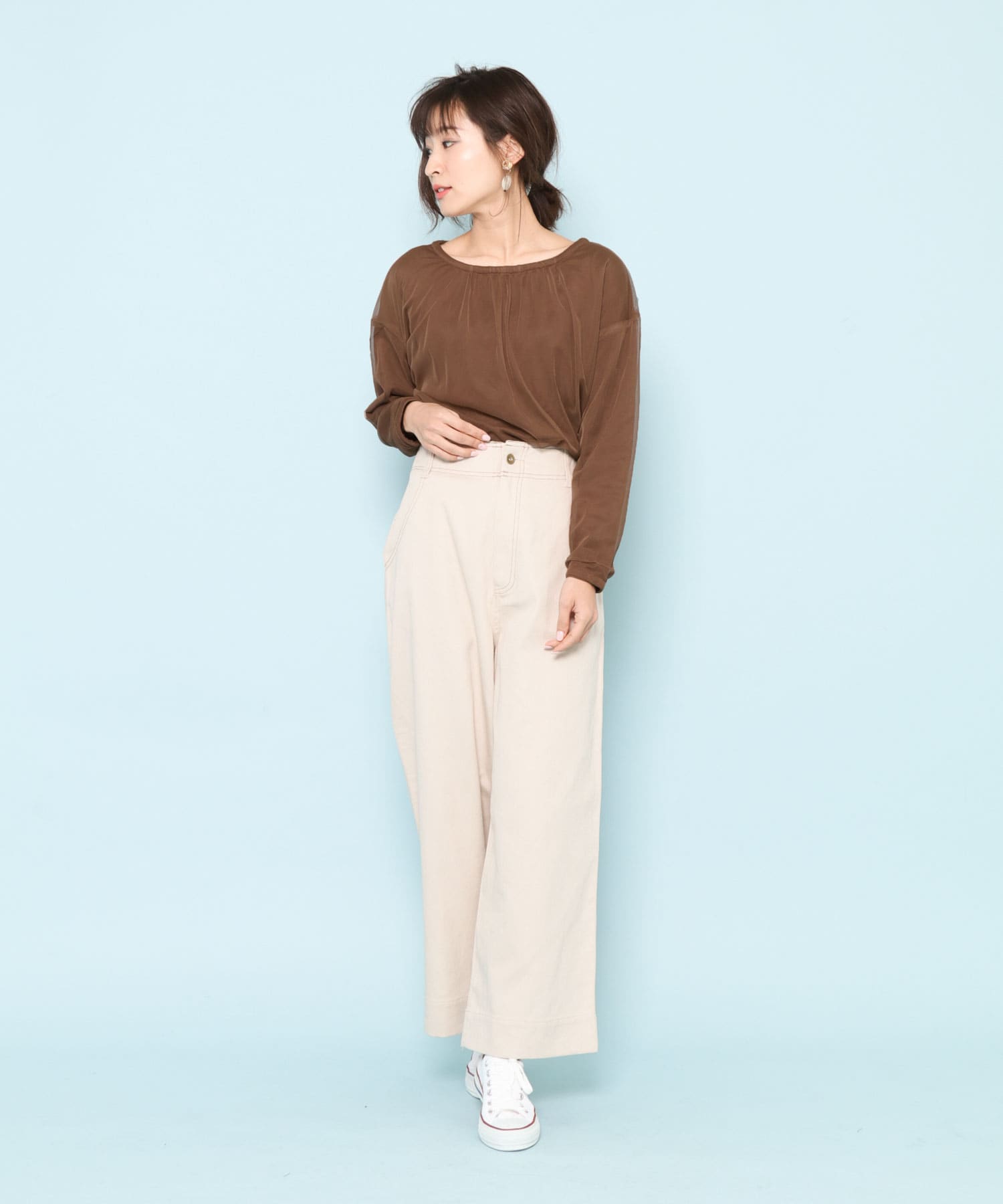 2wayチュールセーター BROWN FREE