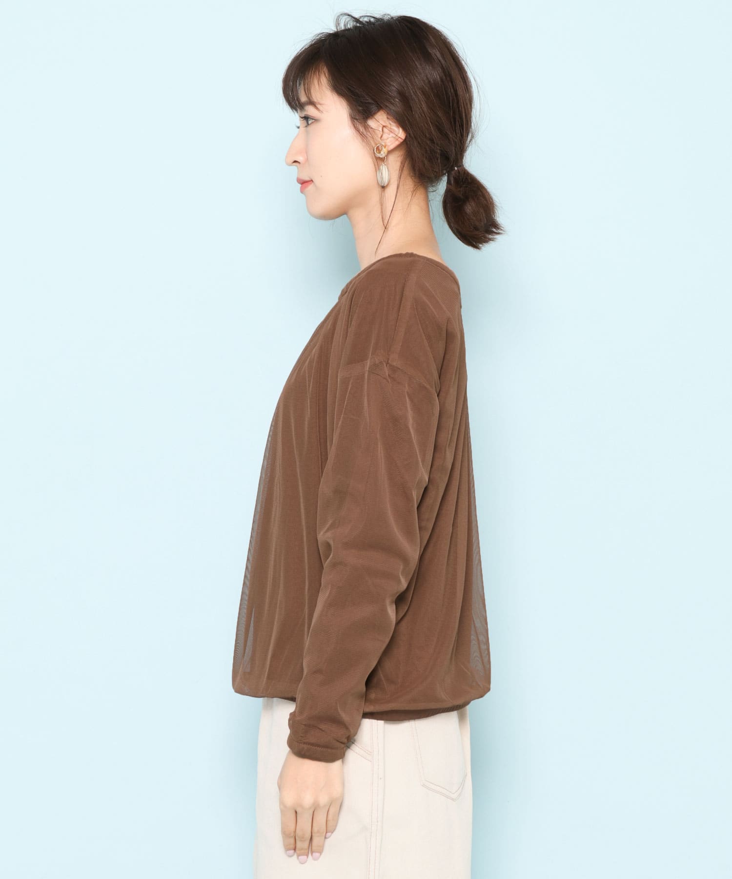 2wayチュールセーター BROWN FREE