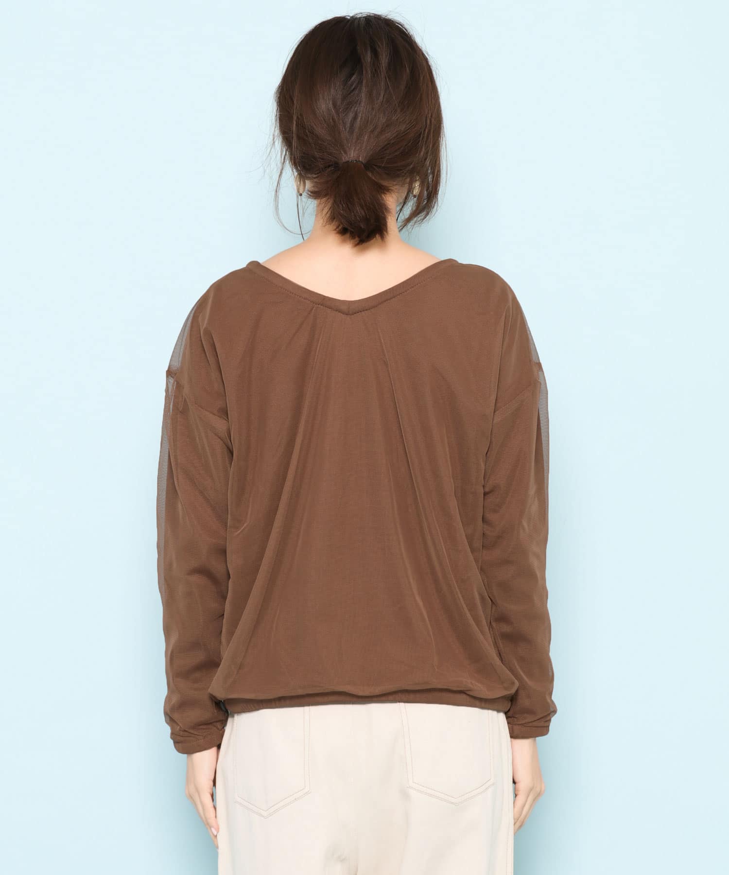 2wayチュールセーター BROWN FREE