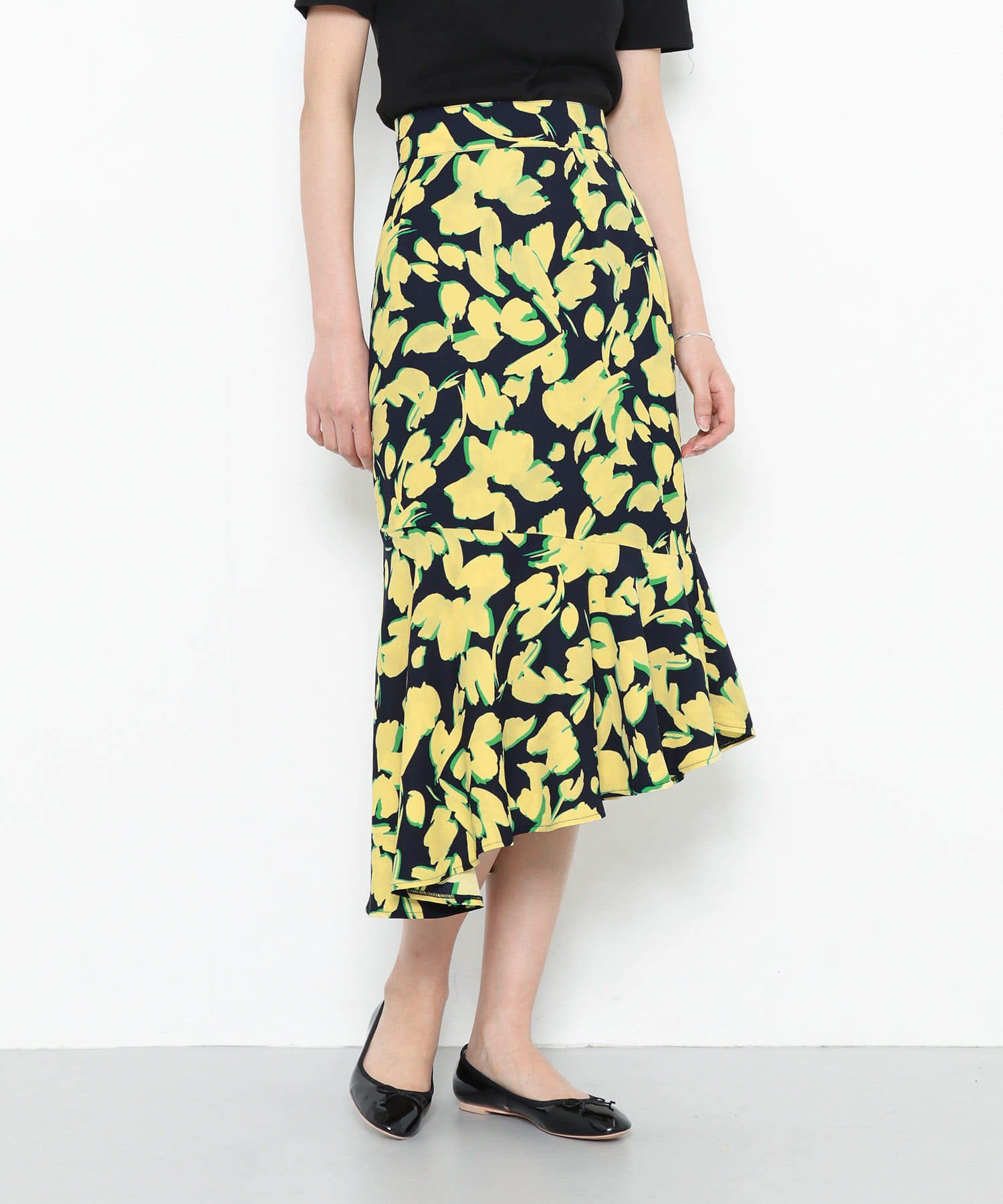 ボタニカルイレギュラーヘムスカート∴ YELLOW 36