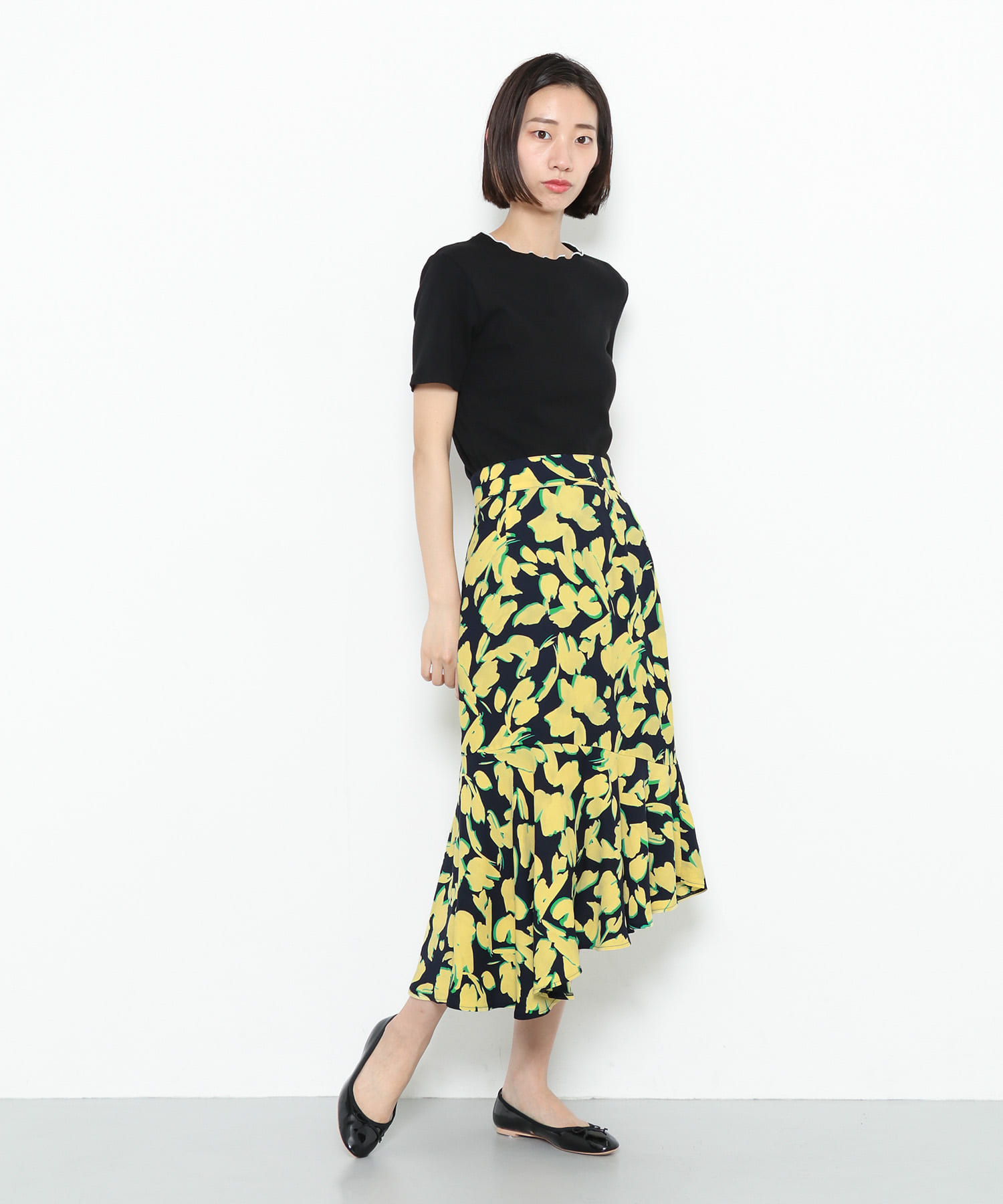 ボタニカルイレギュラーヘムスカート∴ YELLOW 36