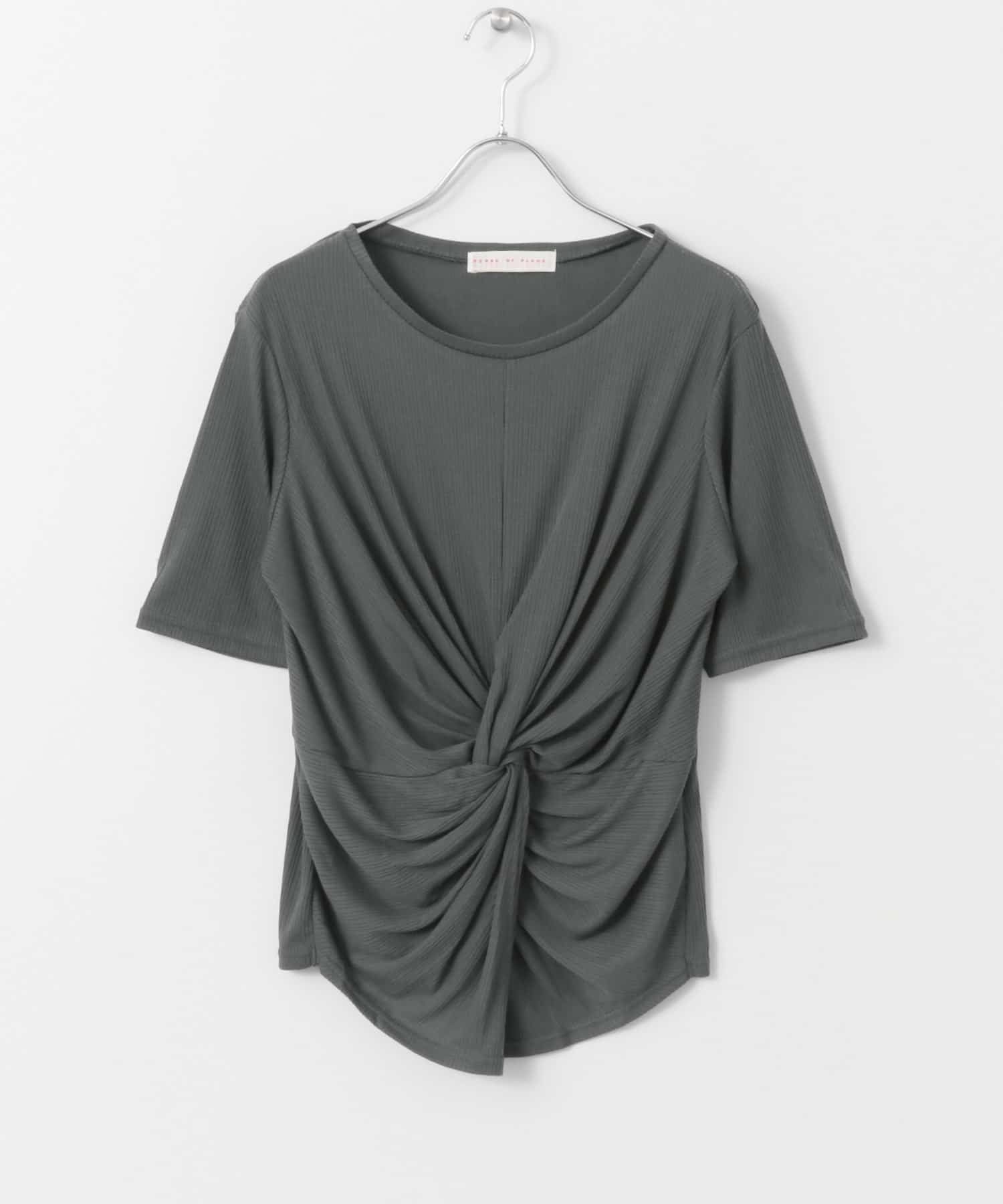 ドレープリブトップス(半袖)∴ CHARCOAL FREE