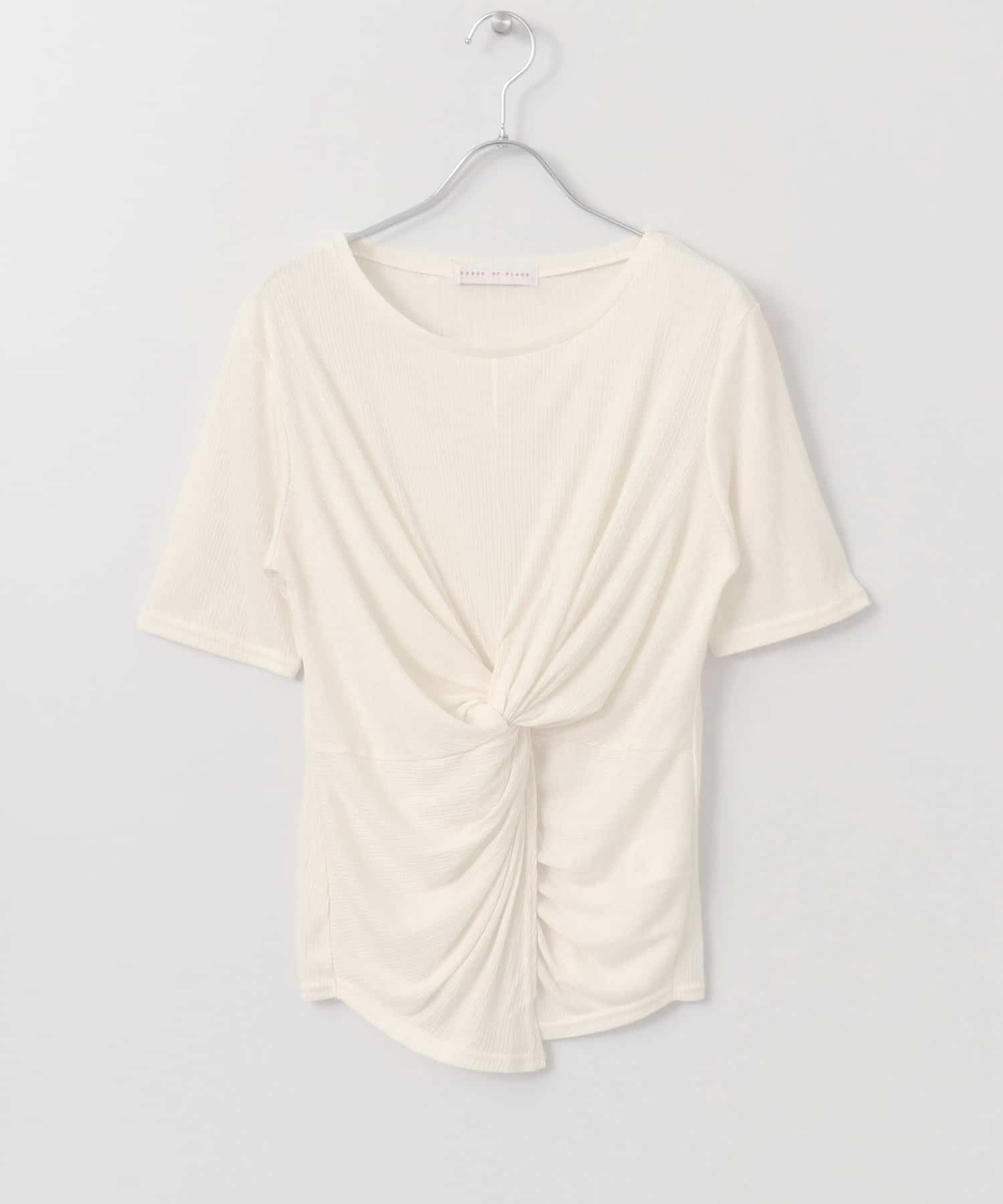 ドレープリブトップス(半袖)∴ OFF WHITE FREE