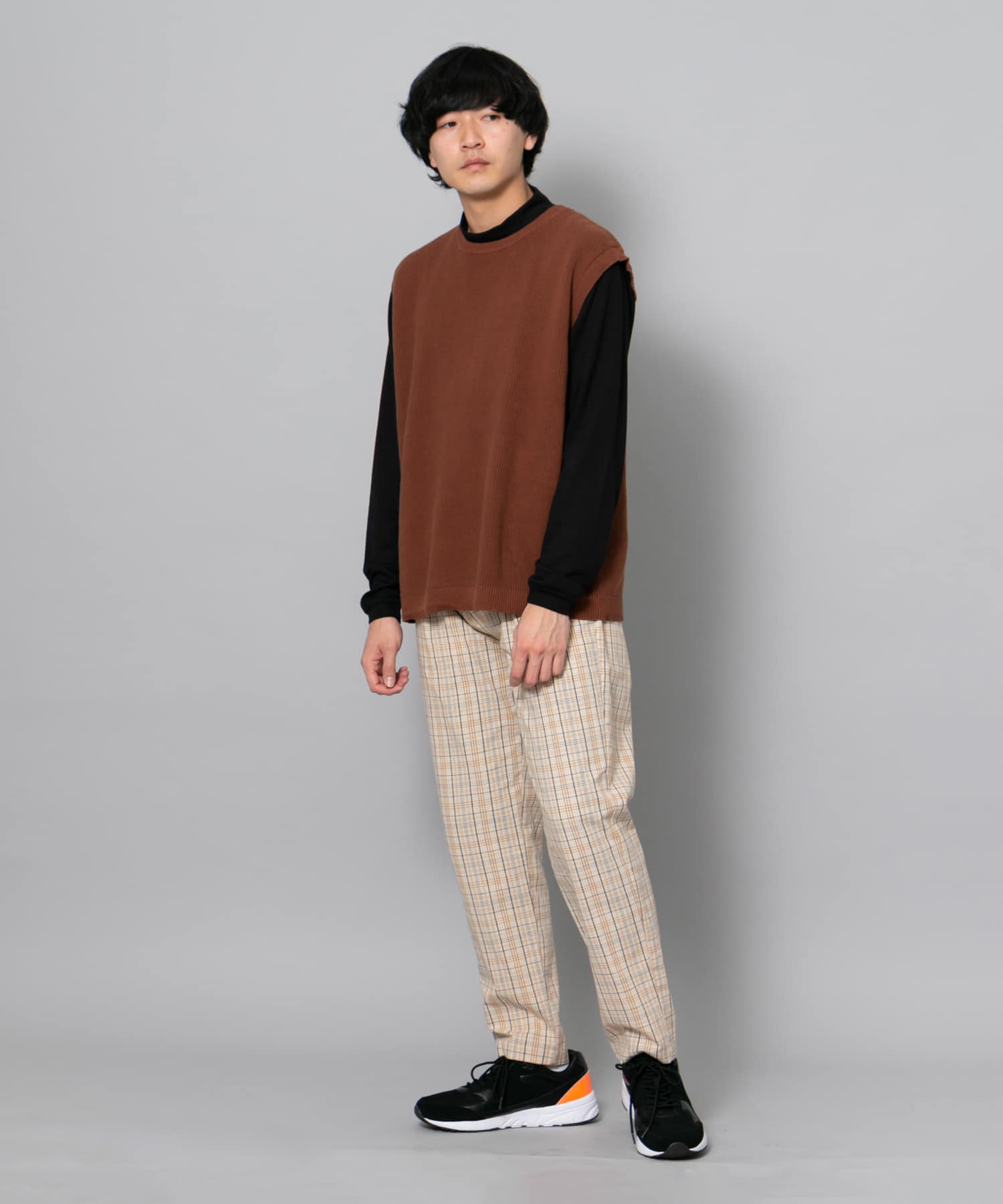 チェックテーパードスラックス CHECK M