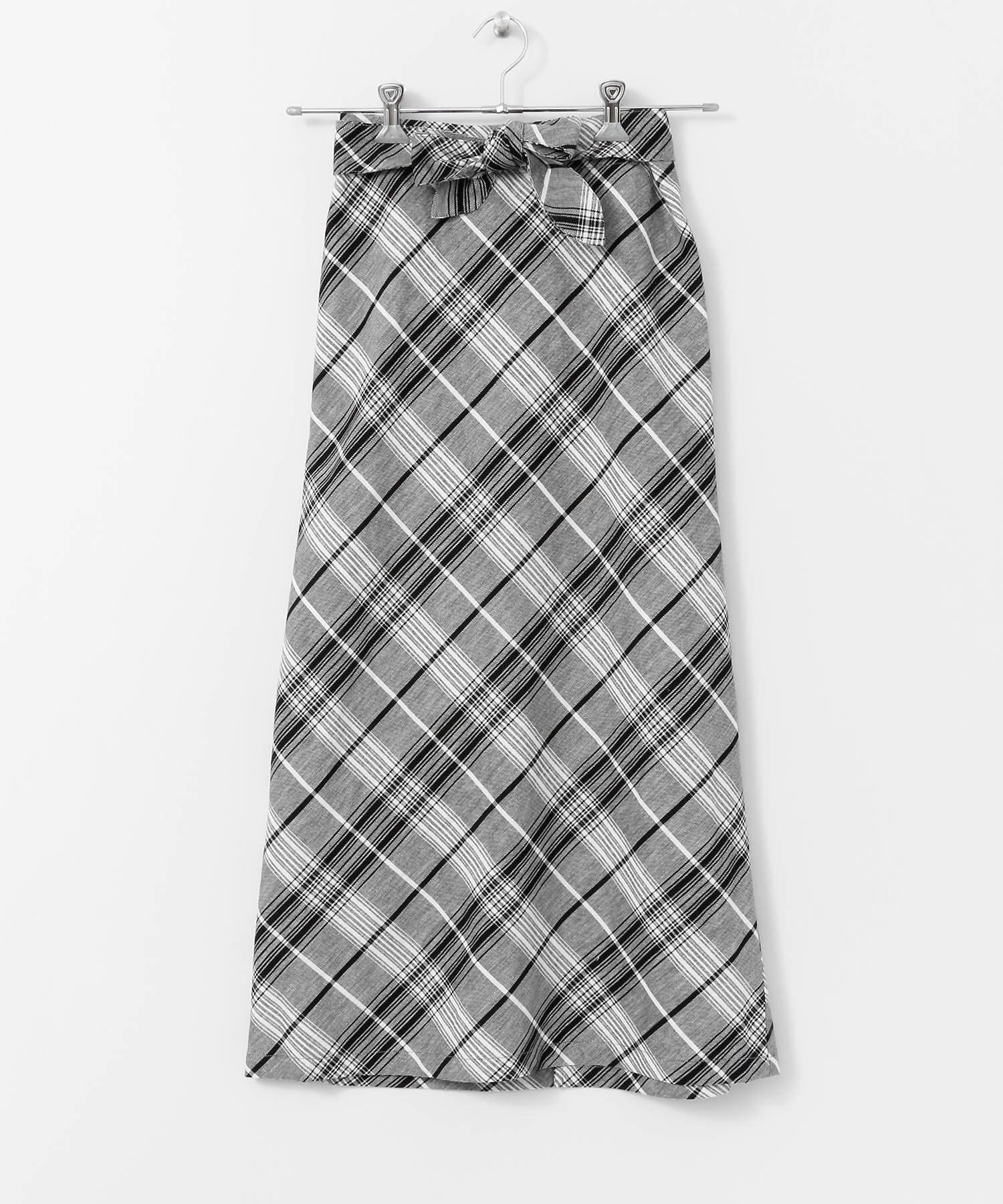 チェックナロースカート BLK×WHT S