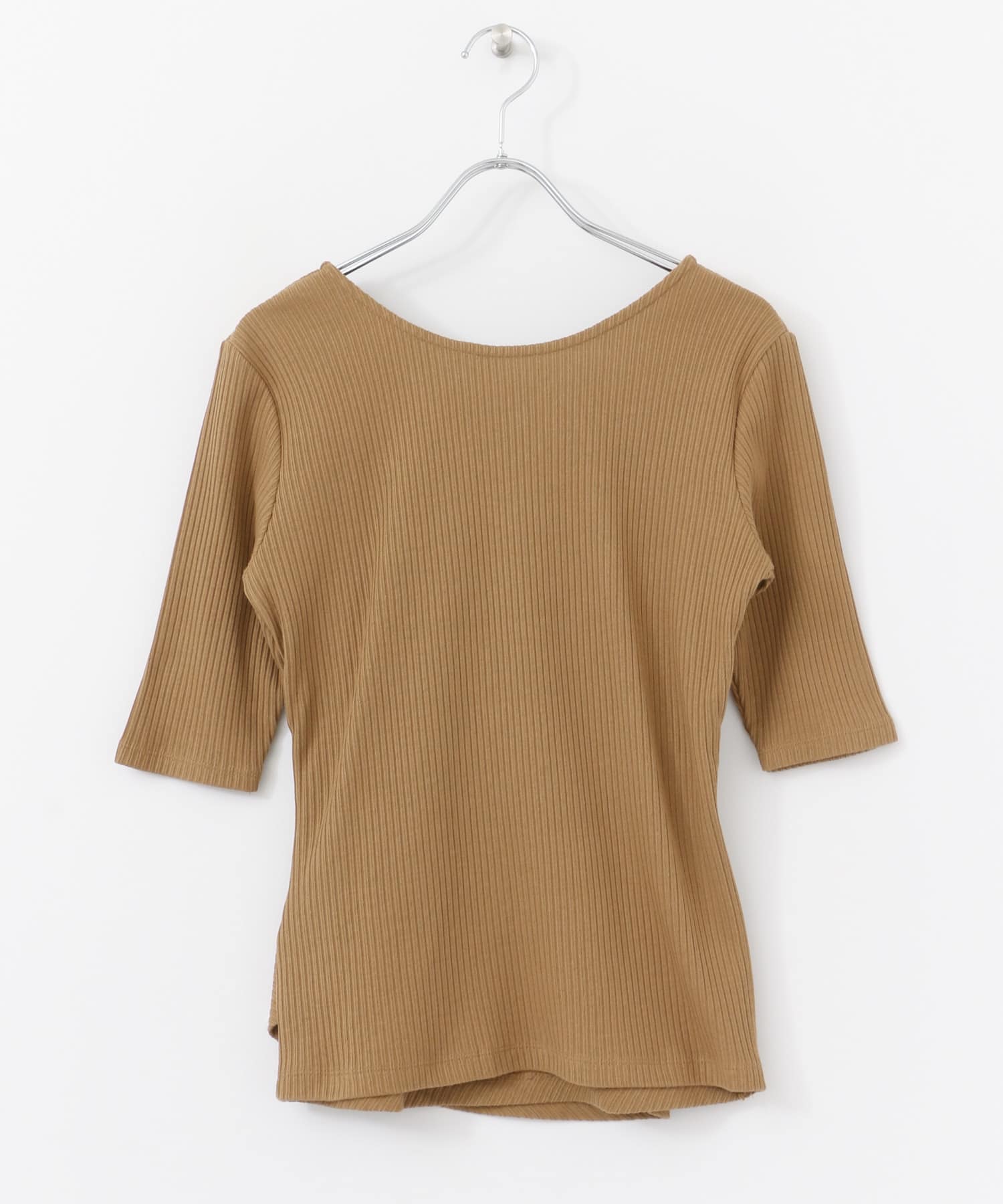 バックカシュクールトップ(5分袖) CAMEL FREE