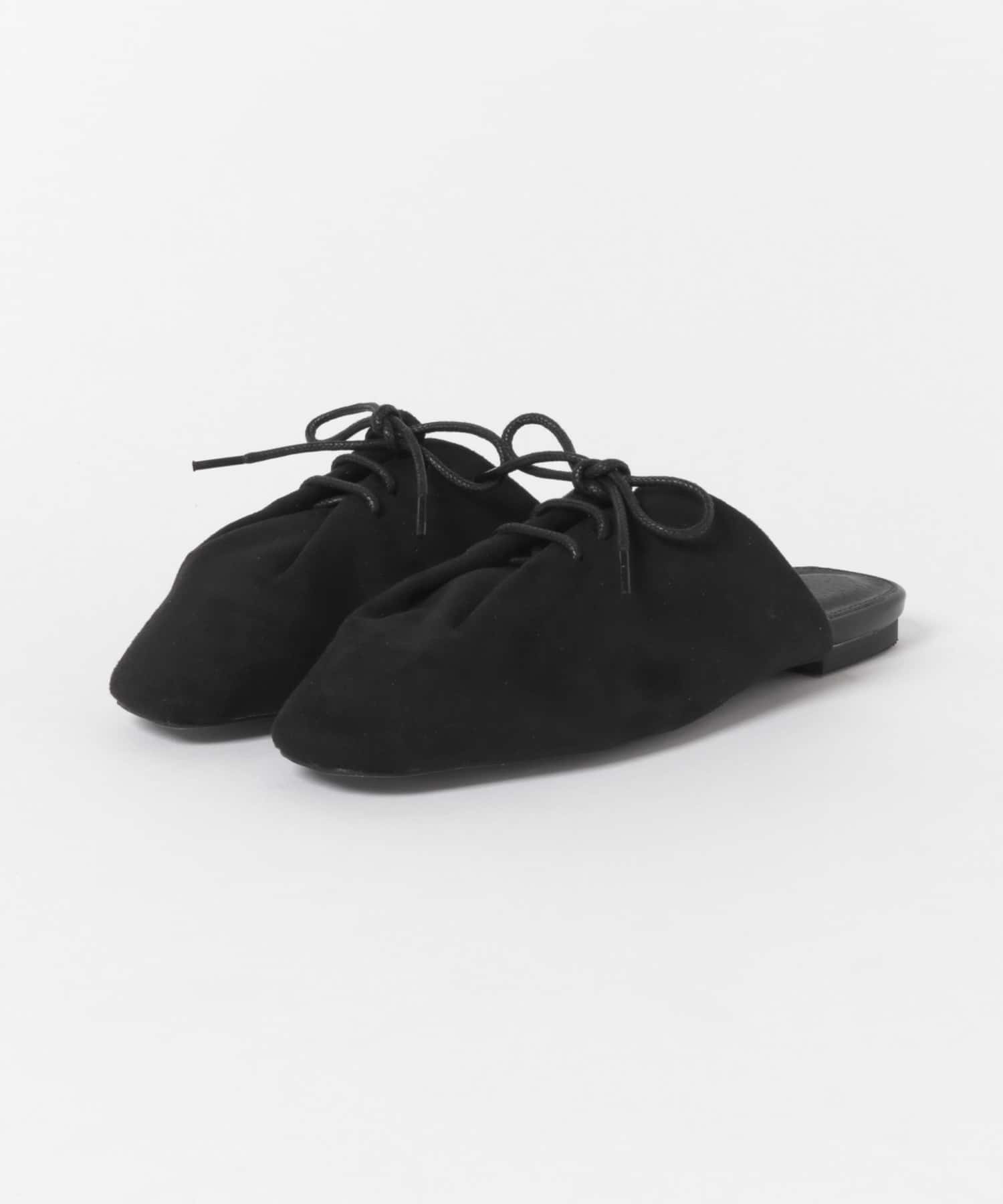 スエード調レースアップスリッパ BLACK S