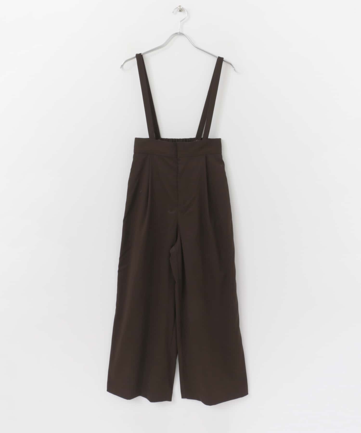 サスペンダーツキワイドパンツ BROWN S