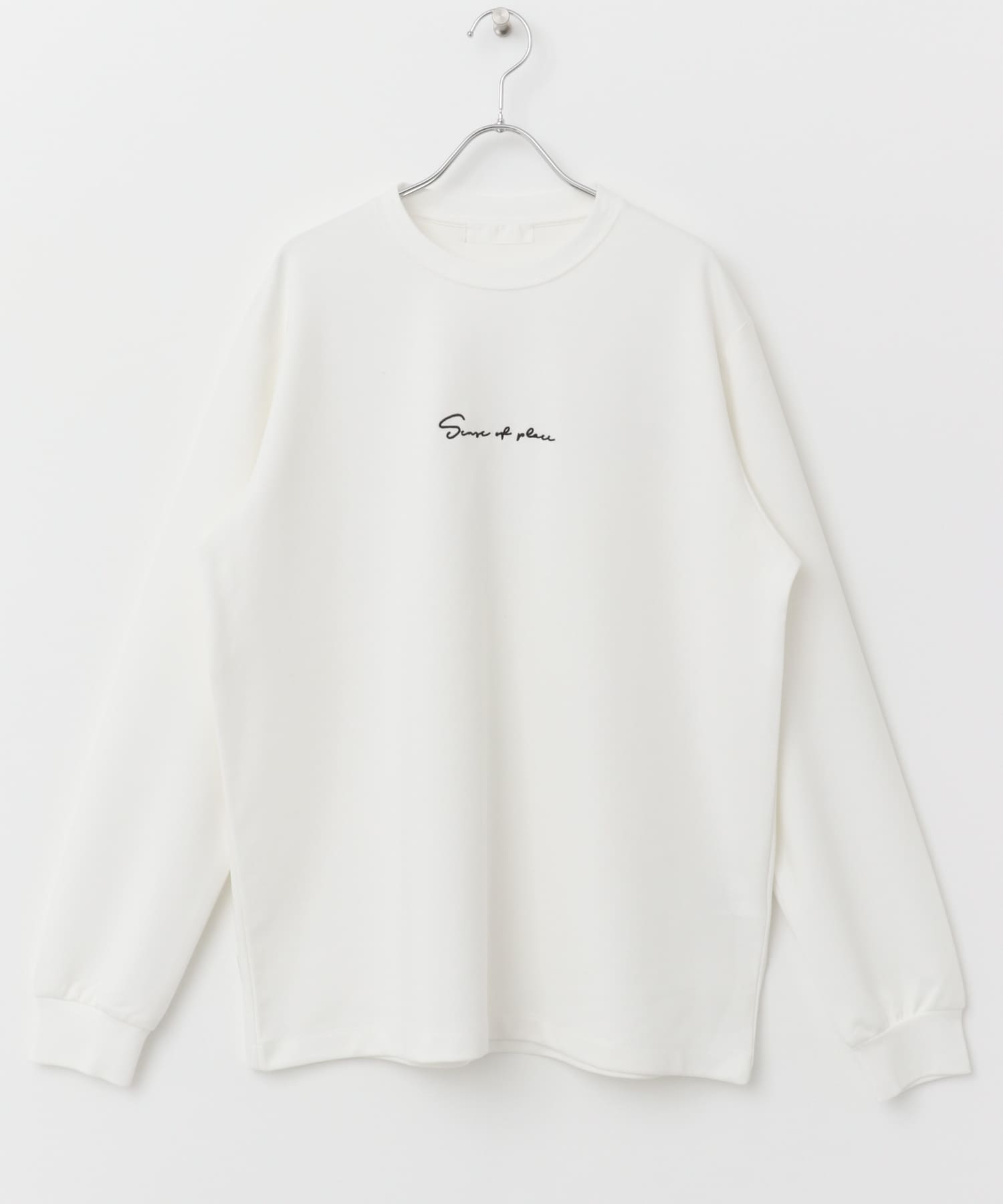 『ユニセックス』シシュウポンチロングTシャツ WHT×BLK M