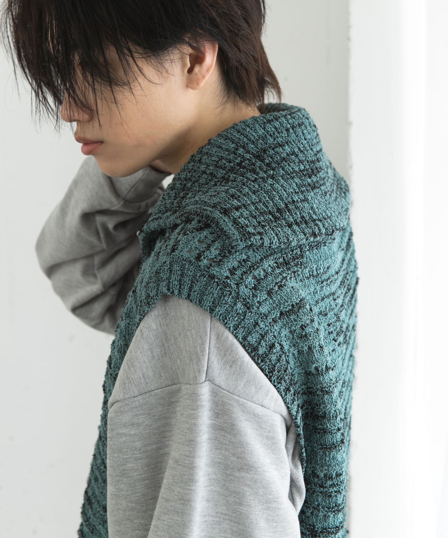 ミックスメランジハーフジップニットベスト(M BLUE): トップス｜URBAN