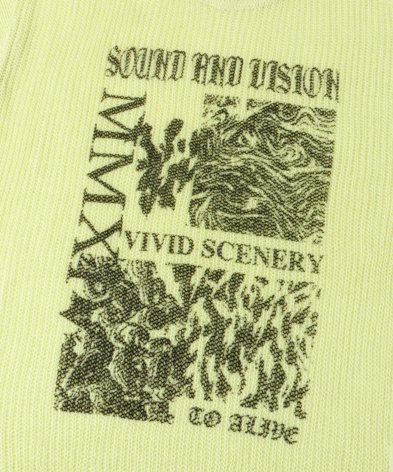 『洗濯可』グラフィックプリントシアーニット LIME M