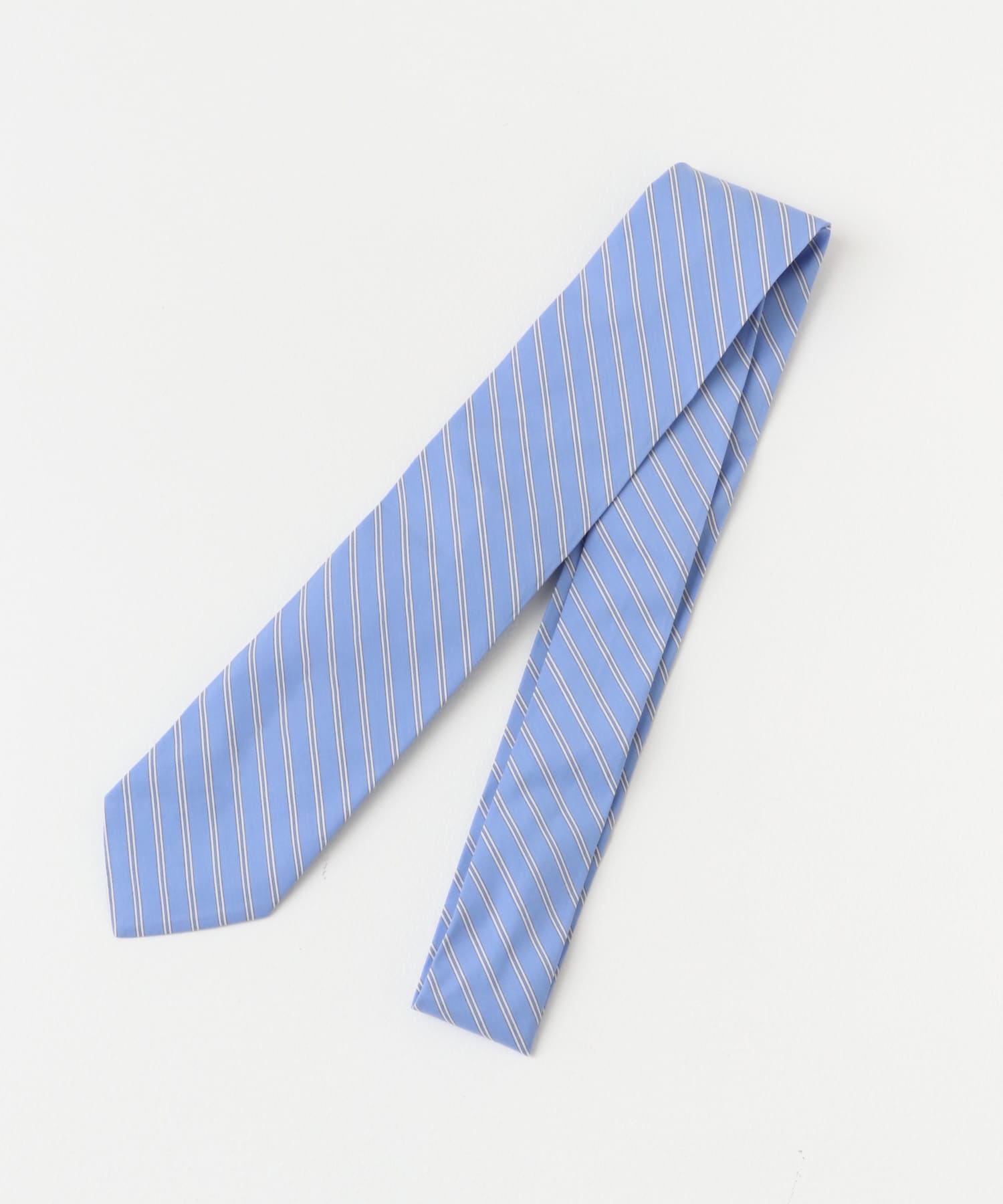 『ユニセックス』ストライプレギュラーカラーネクタイシャツ BLUE M
