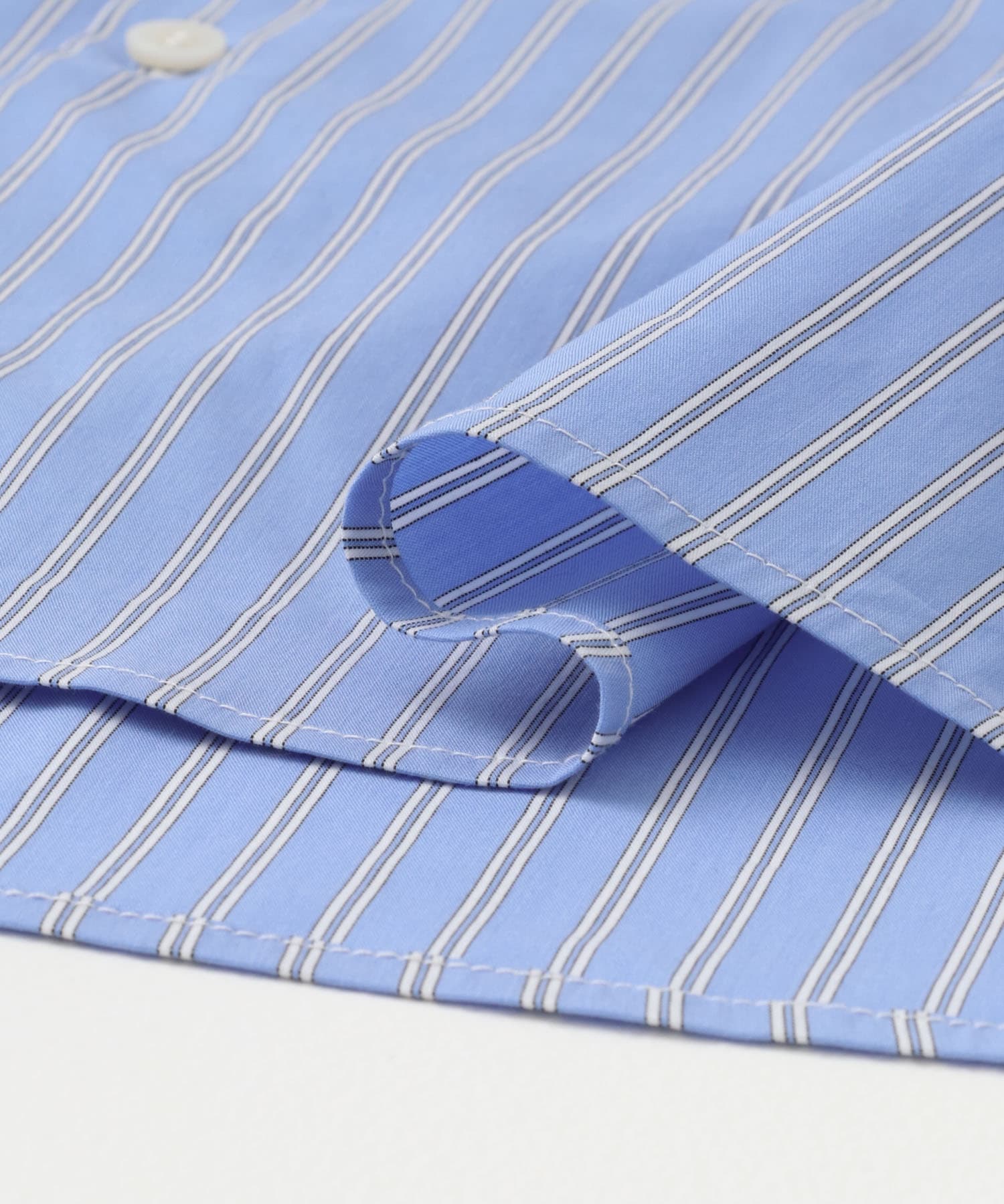 『ユニセックス』ストライプレギュラーカラーネクタイシャツ BLUE M
