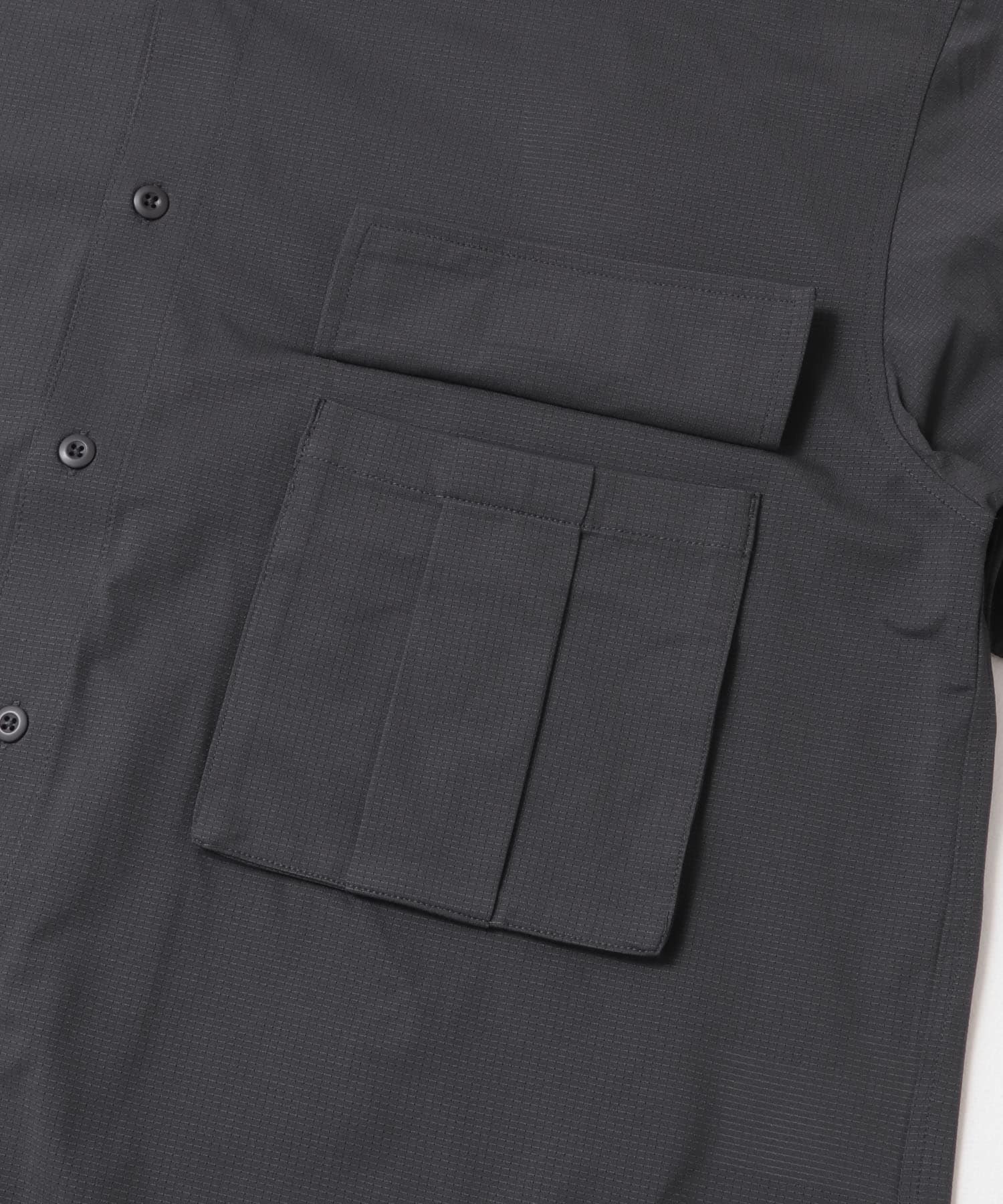 ドットメッシュダブルポケットロングスリーブシャツ CHARCOAL M