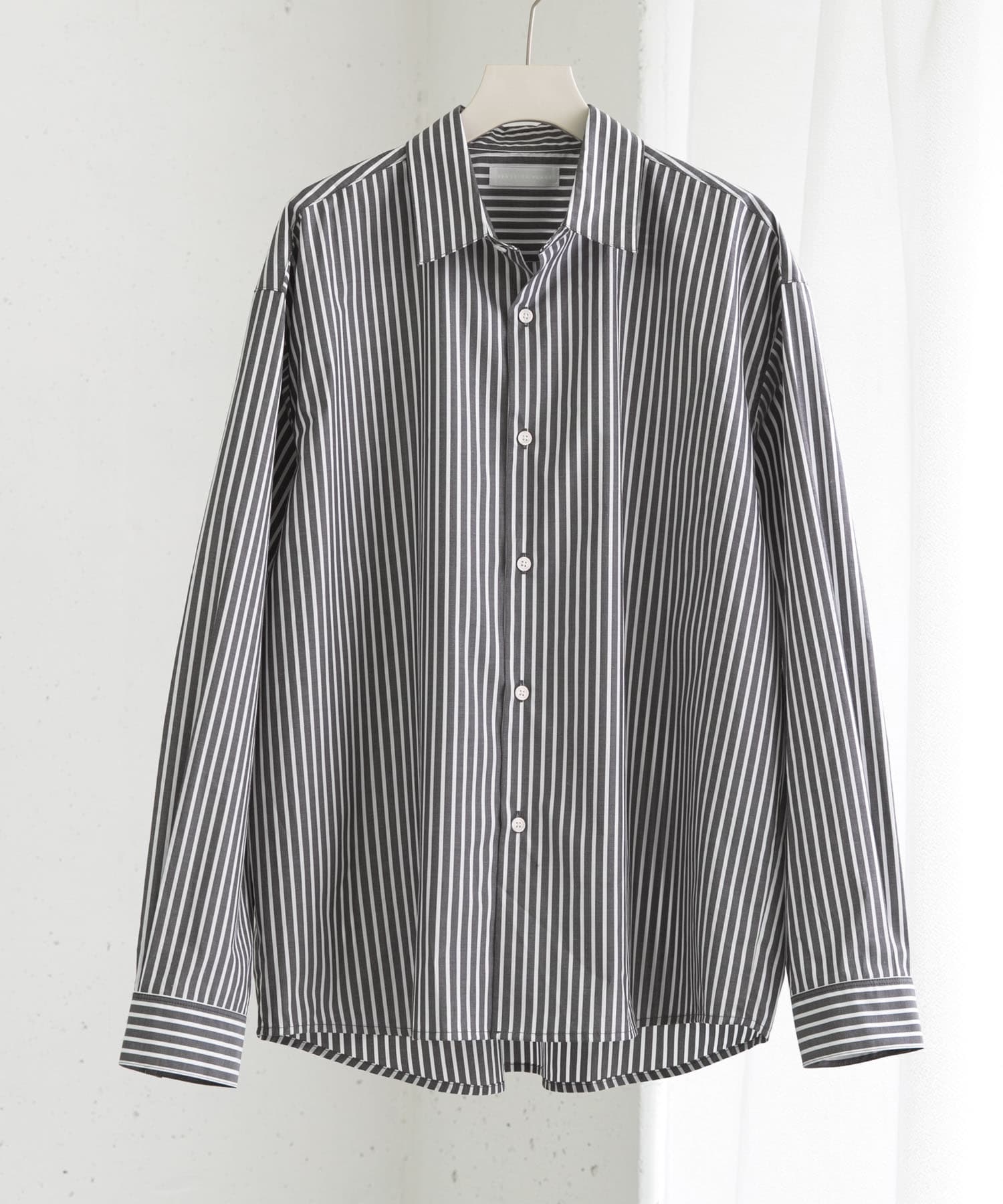 『ユニセックス』『イージーケア』コンフォートレギュラーカラーシャツ BLK×WHT S