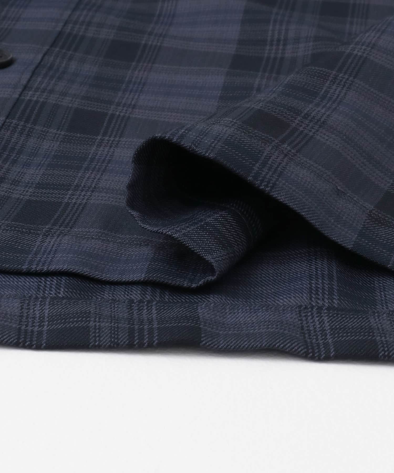 オンブレチェックルーズシャツ NAVY M