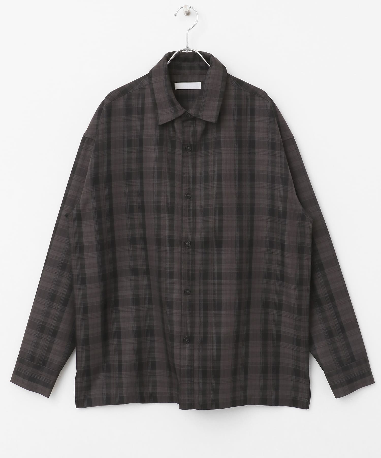 オンブレチェックルーズシャツ BLACK M