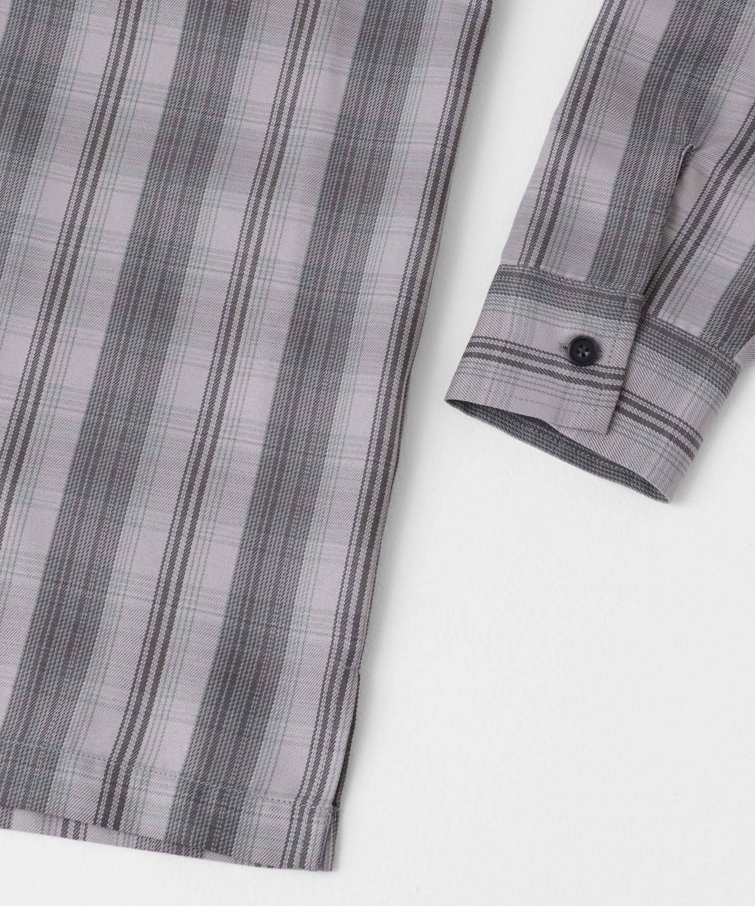 オンブレチェックルーズシャツ L.GRAY M