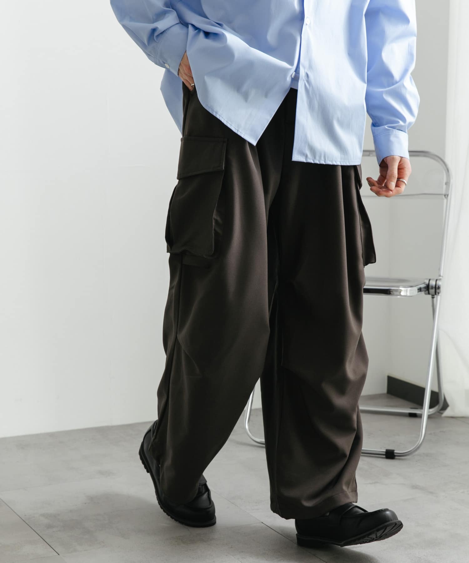 『ユニセックス』『セットアップ対応』ワイドカーゴパンツ