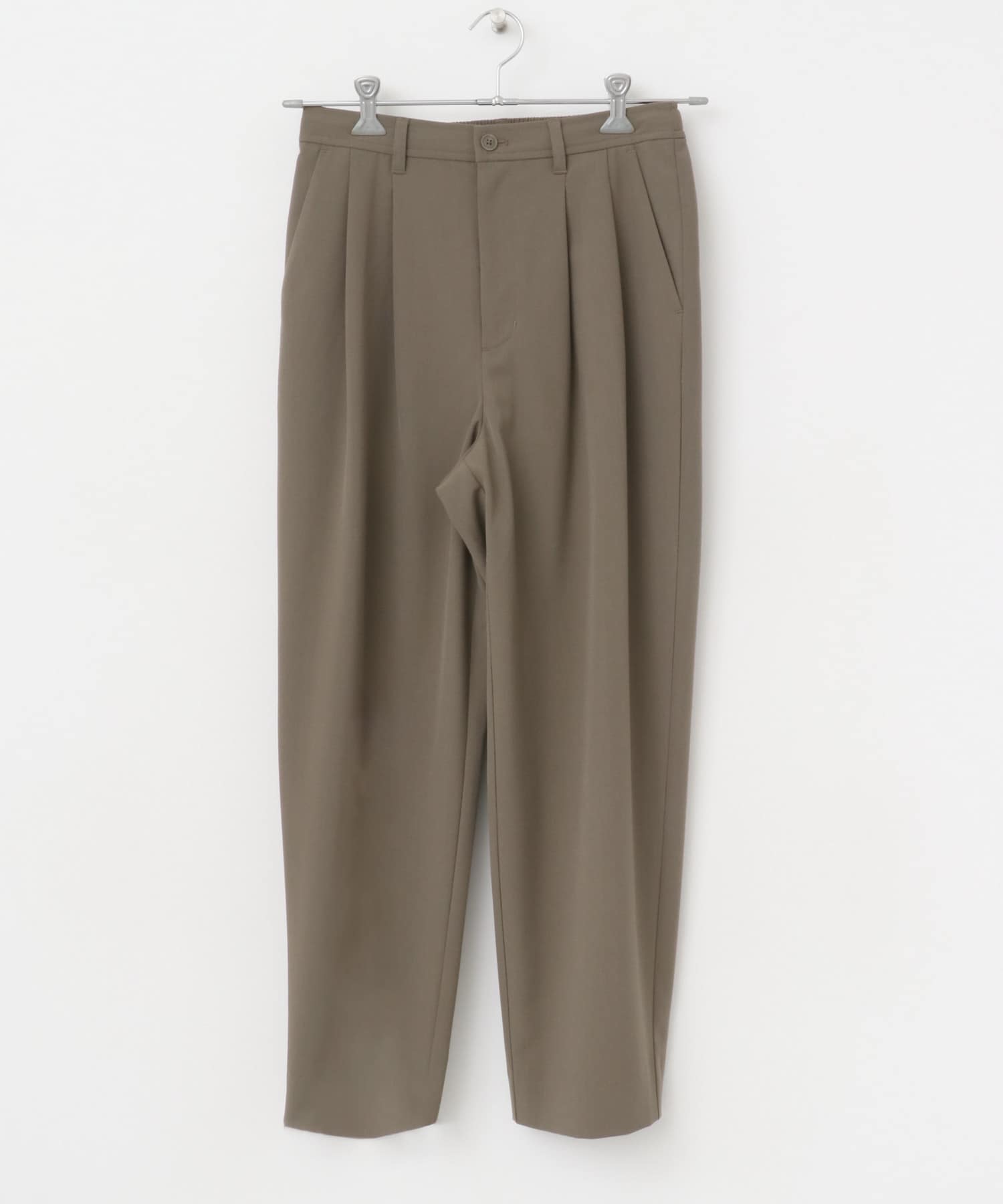 『イージーケア』ダブルタックテーパードパンツ KHAKI S