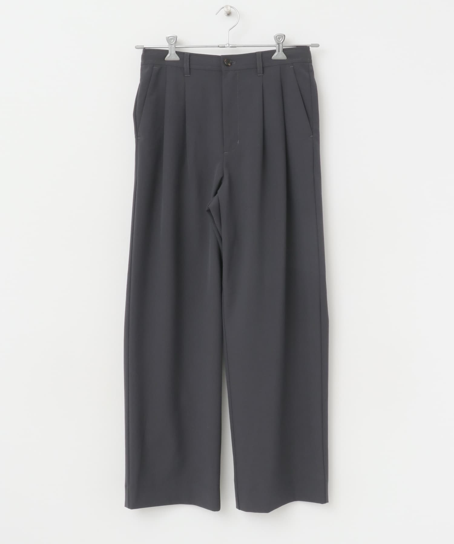 『イージーケア』ダブルタックワイドパンツ CHARCOAL S