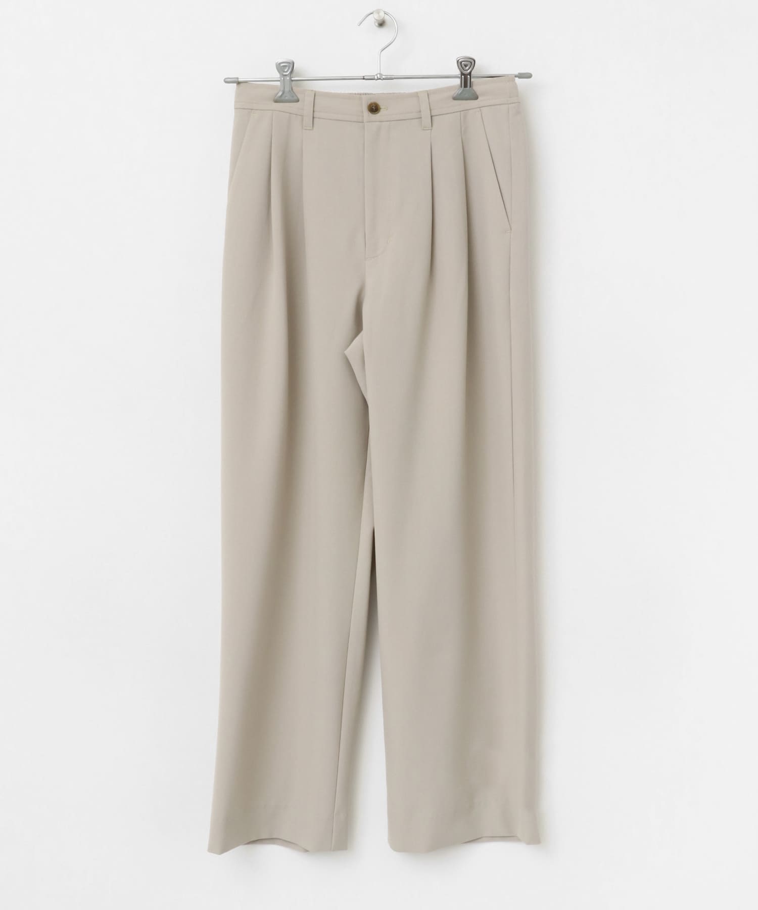 『イージーケア』ダブルタックワイドパンツ GREIGE S
