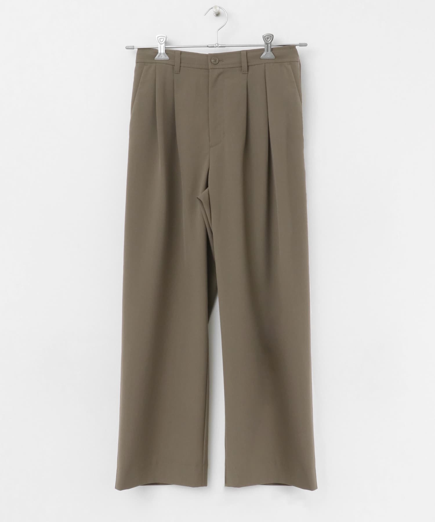 『イージーケア』ダブルタックワイドパンツ KHAKI S