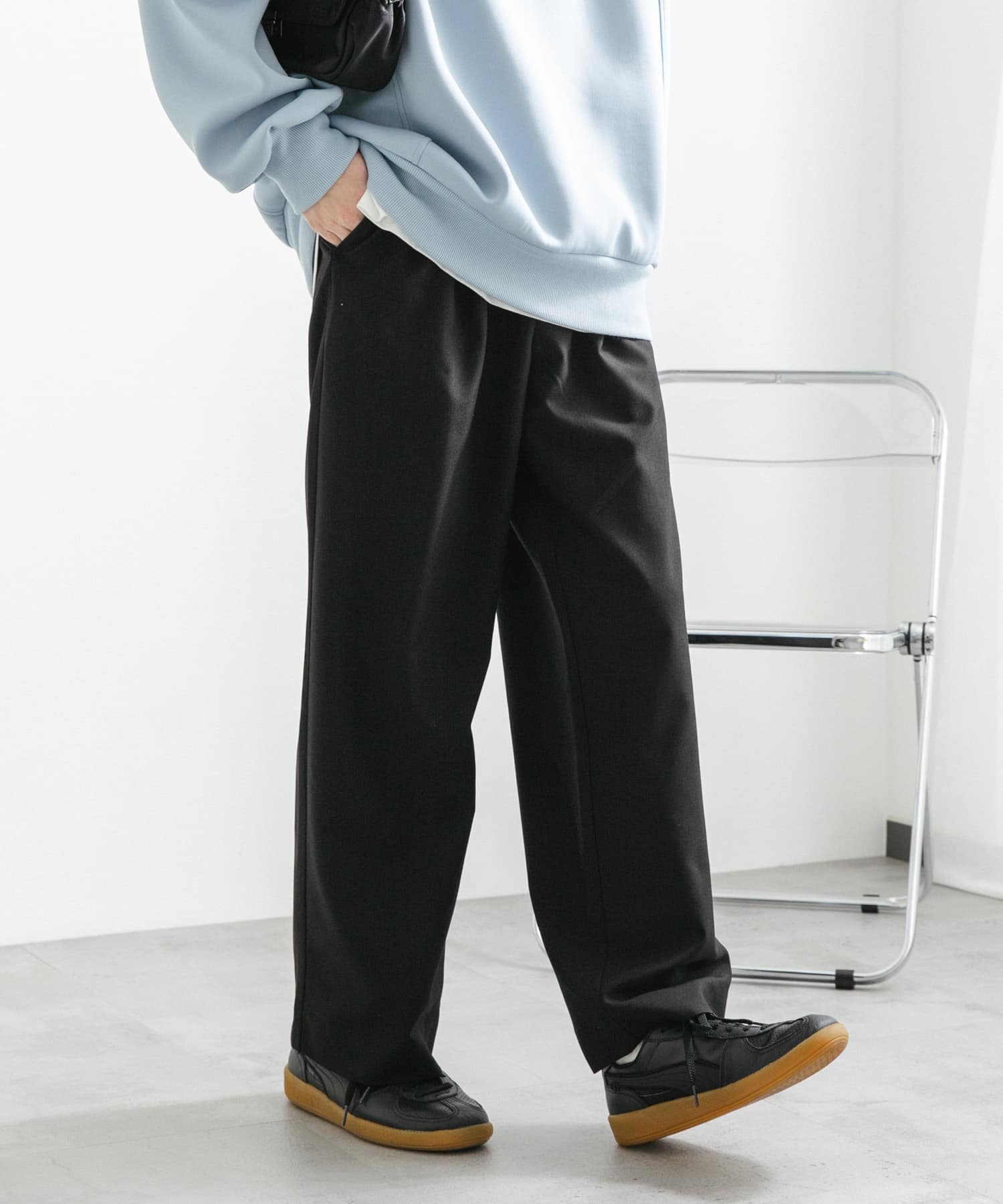 『イージーケア』ダブルタックワイドパンツ