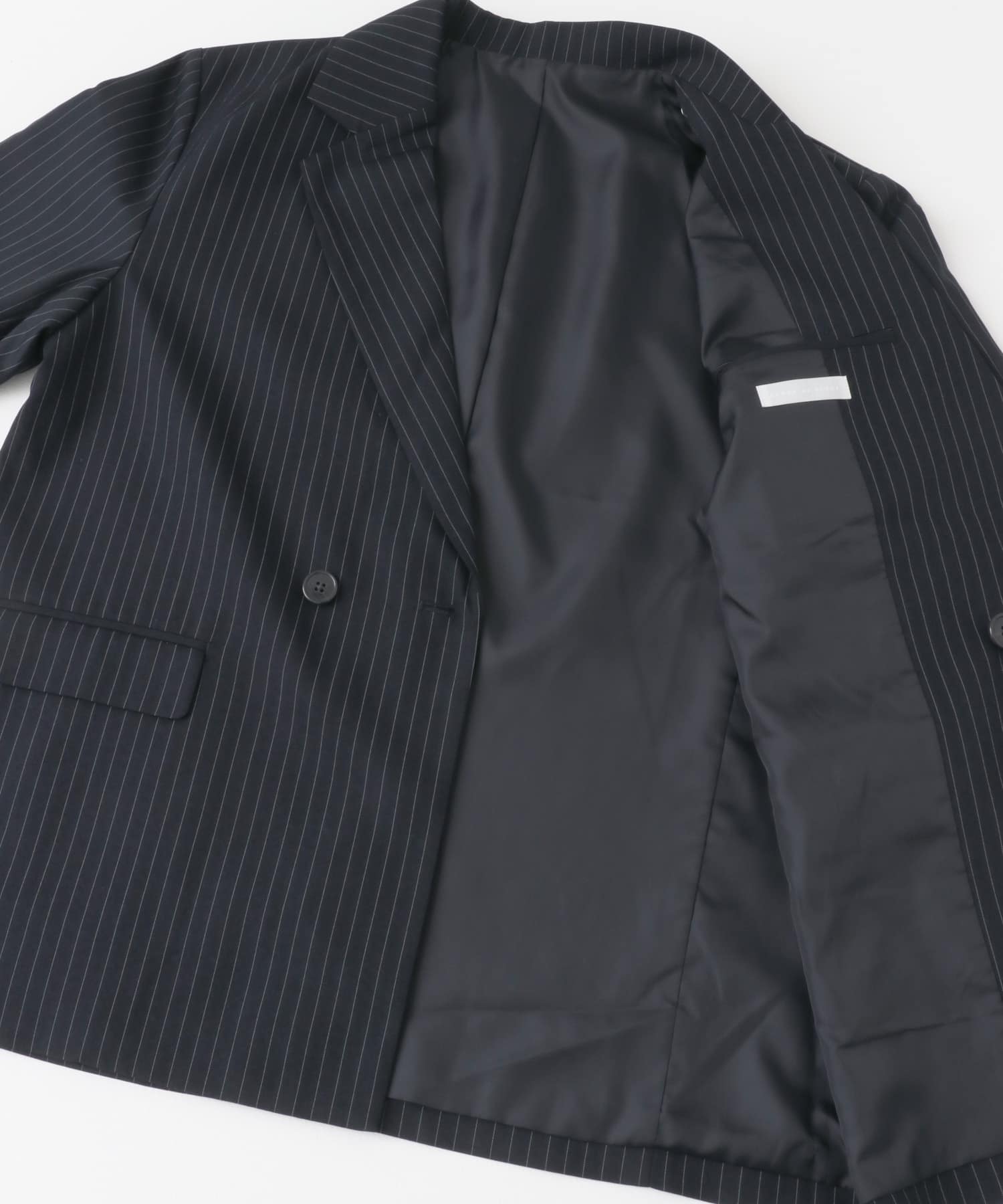 『セットアップ対応』ピンストライプルーズテーラードジャケット NAVY M