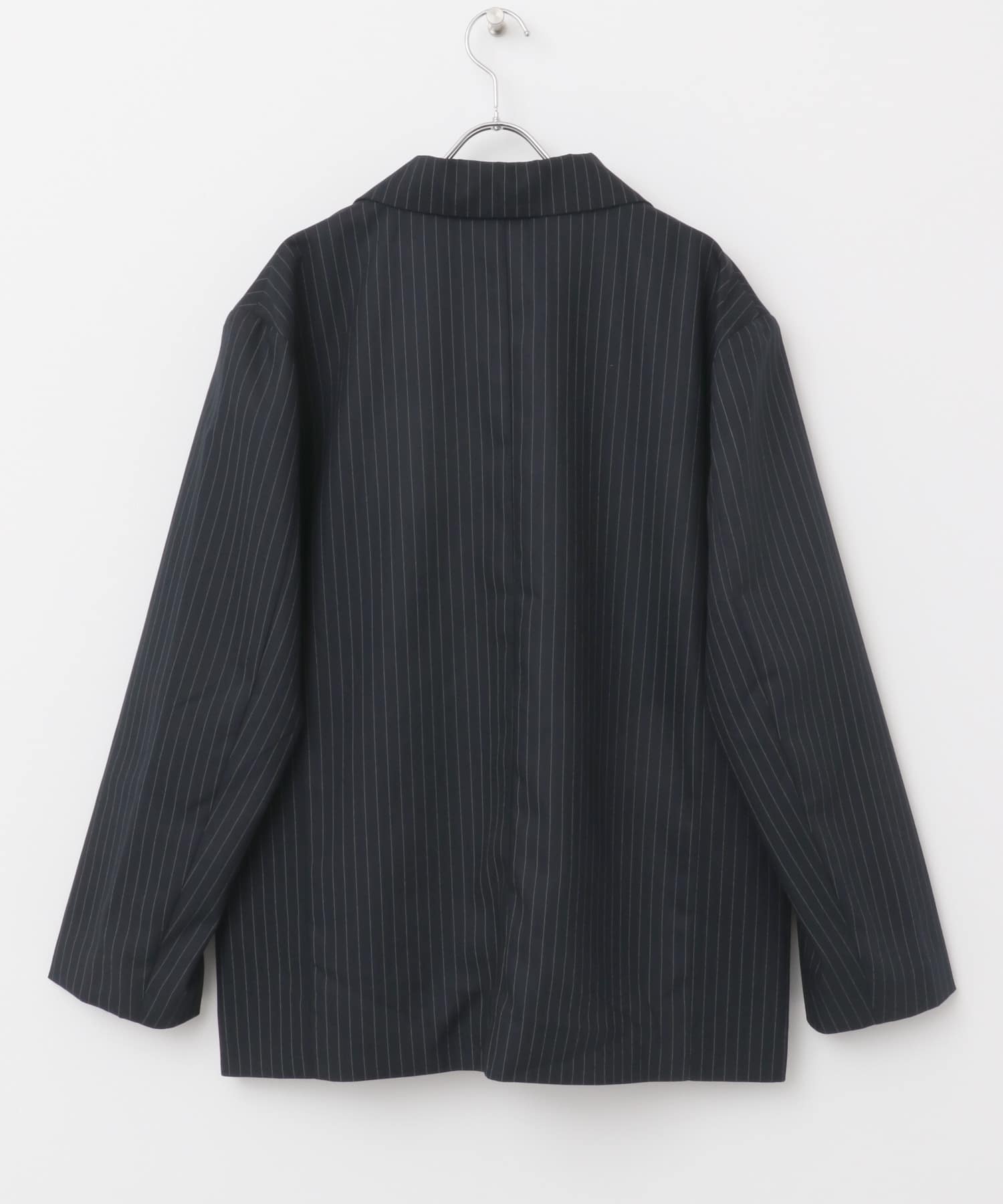 『セットアップ対応』ピンストライプルーズテーラードジャケット NAVY M