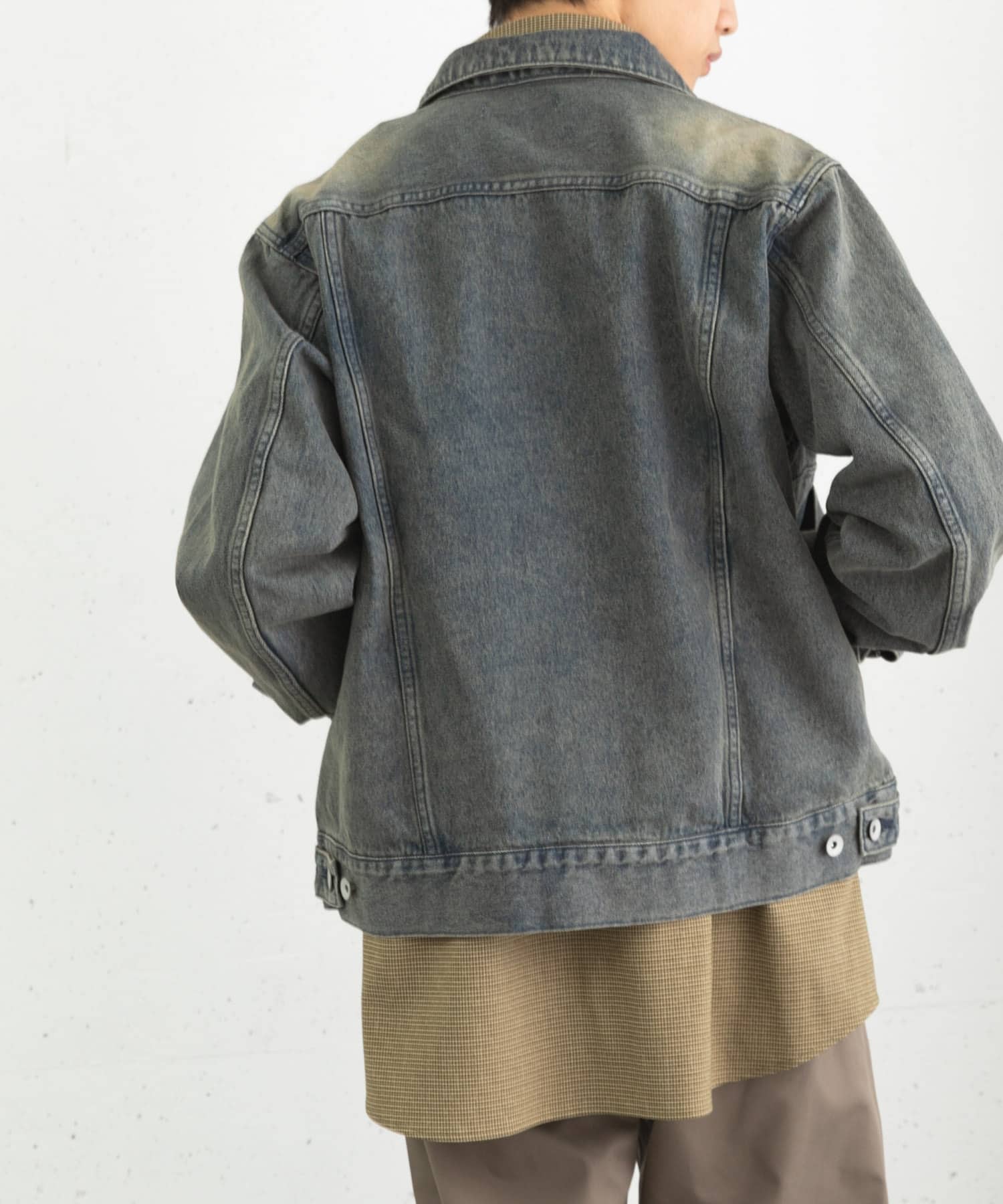 ユニセックス』『セットアップ対応』ヴィンテージライクデニムブルゾン