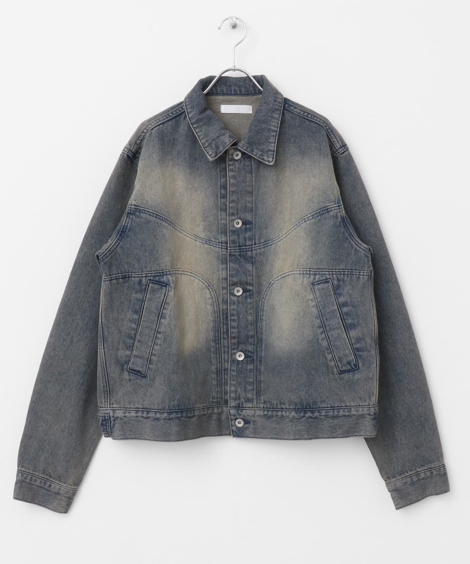 ユニセックス』『セットアップ対応』ヴィンテージライクデニムブルゾン