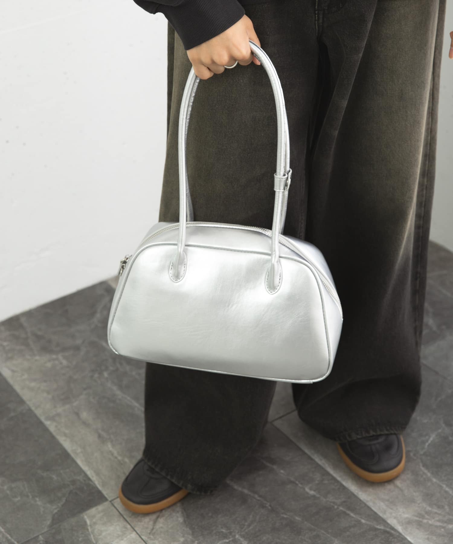 FLロングハンドルボストンバッグ SILVER one