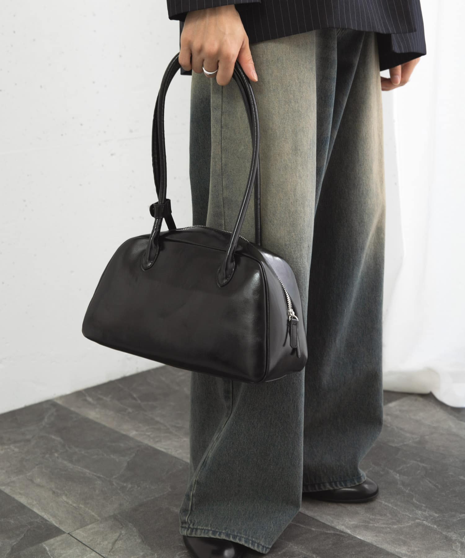 FLロングハンドルボストンバッグ BLACK one