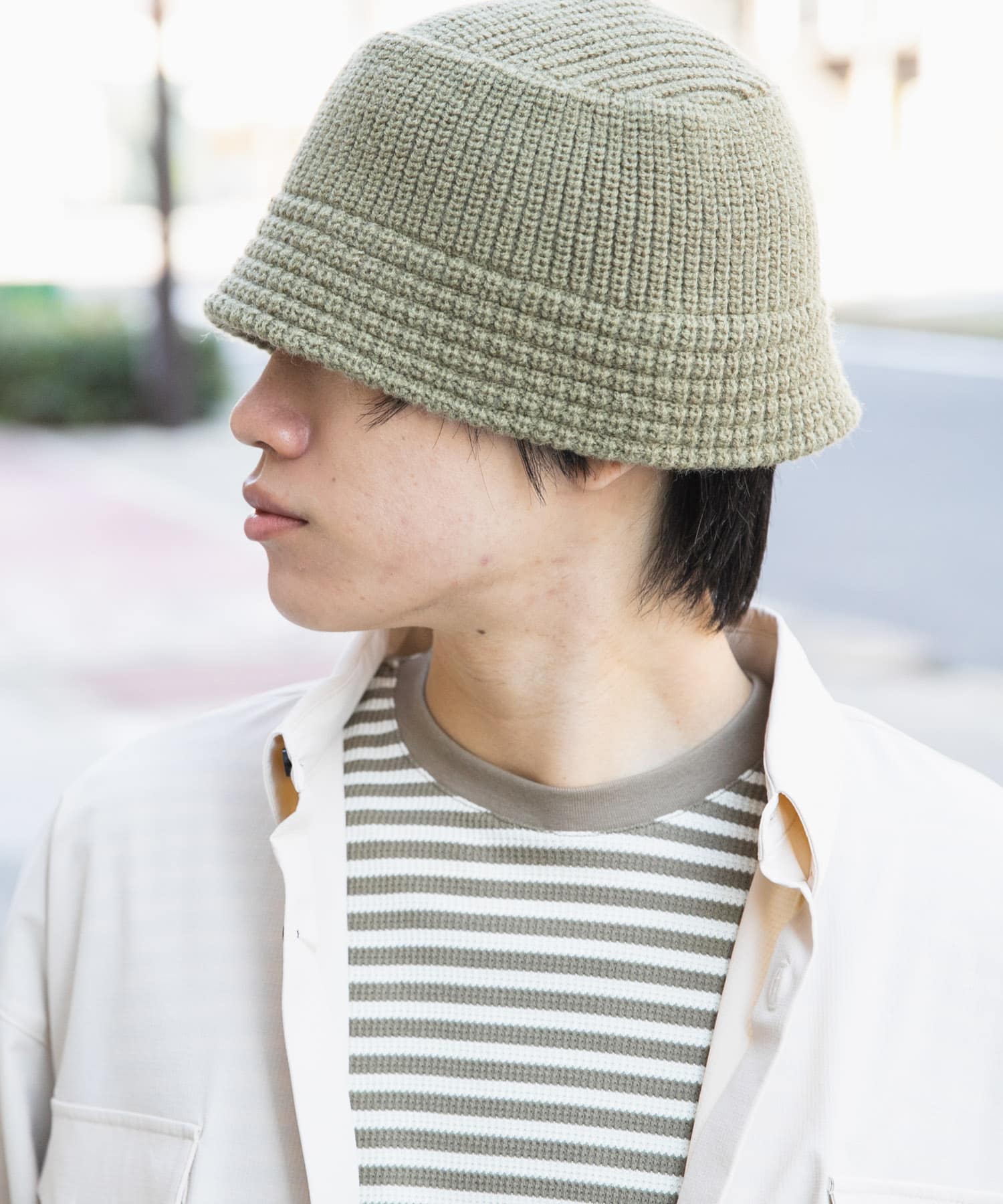 ニットバケットハット KHAKI one