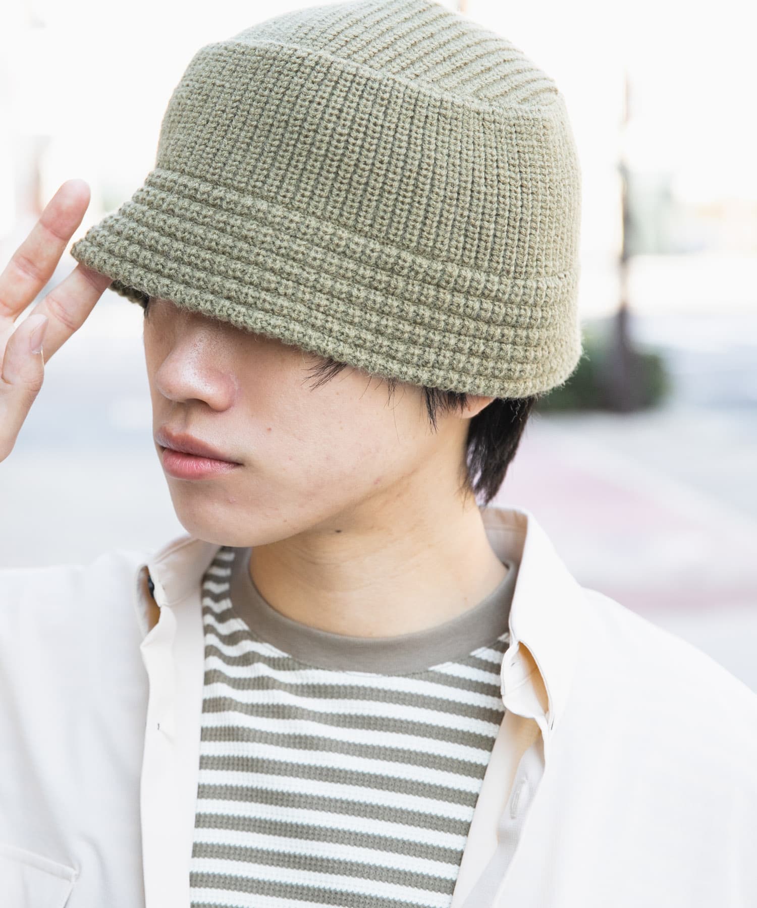 ニットバケットハット KHAKI one