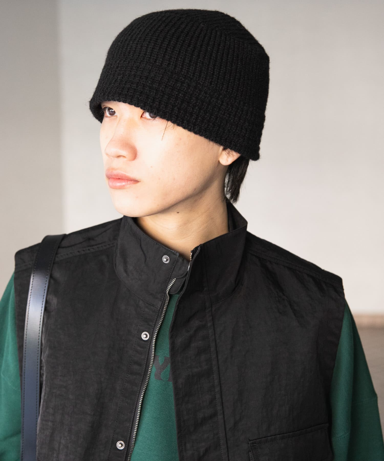 ニットバケットハット BLACK one