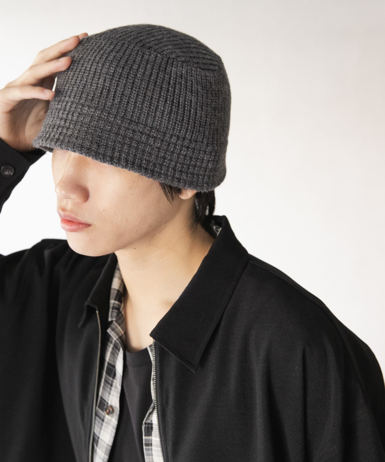 ニットバケットハット GRAY one