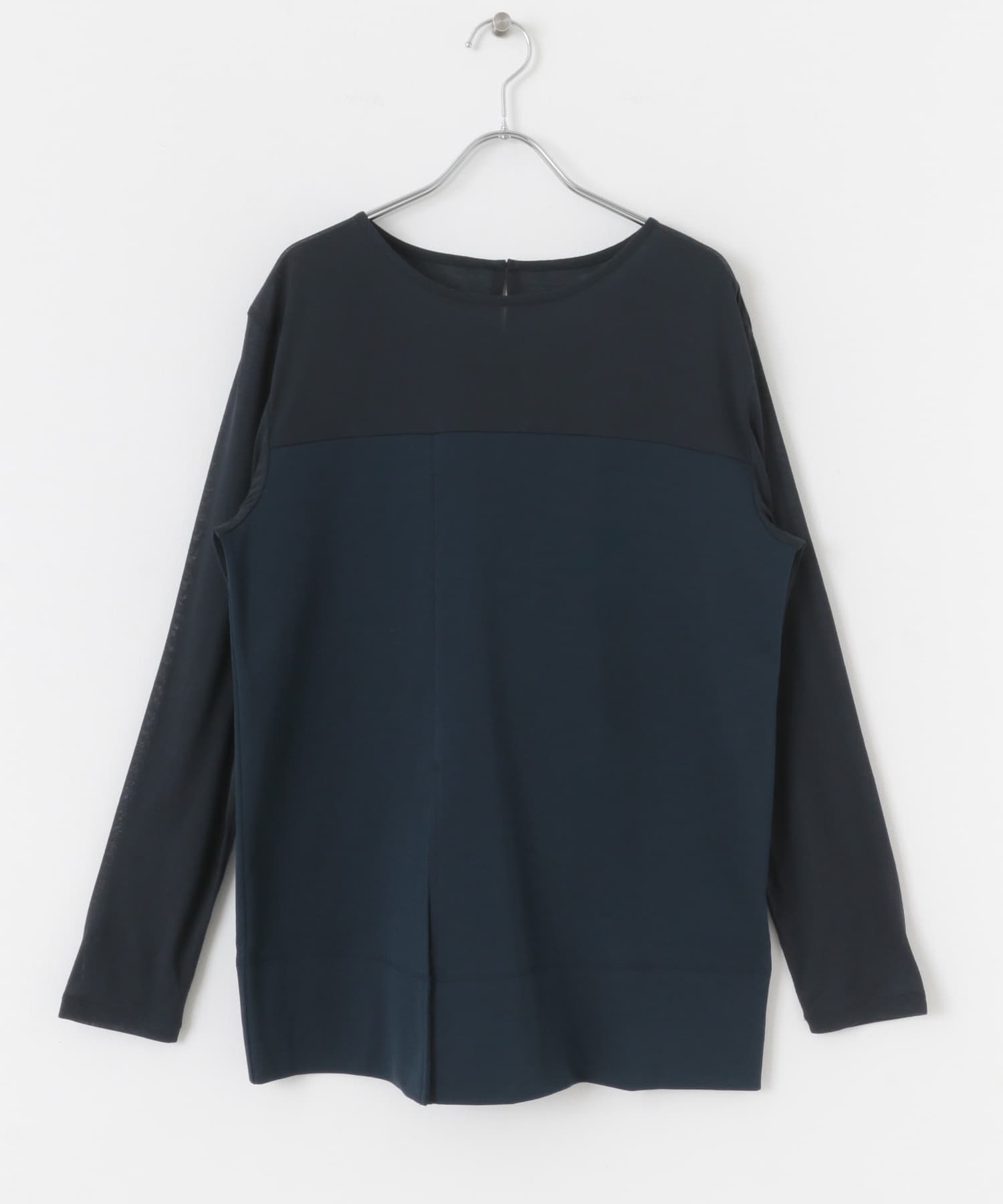 クルーネックドッキングスリットトップ NAVY one