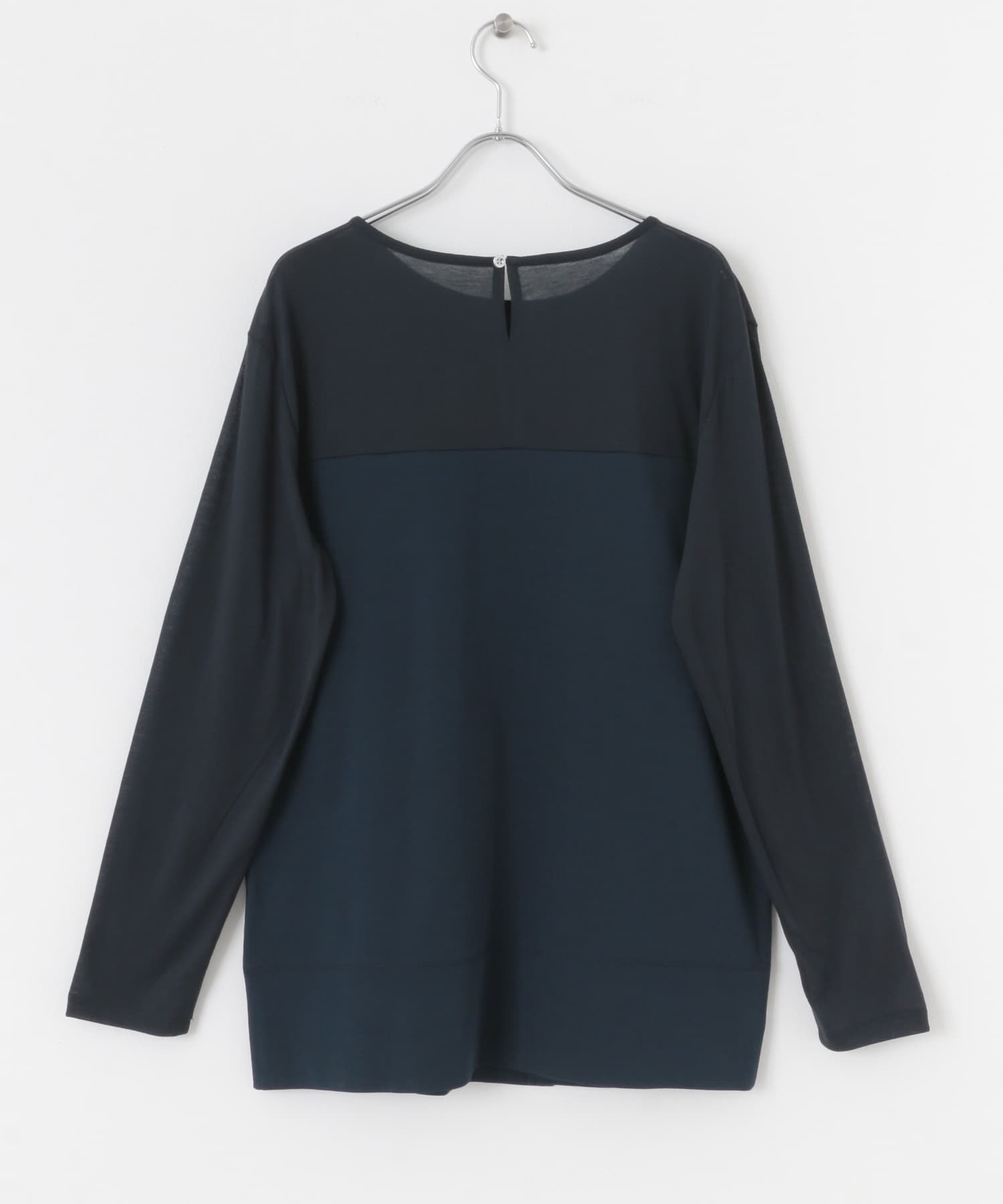 クルーネックドッキングスリットトップ NAVY one