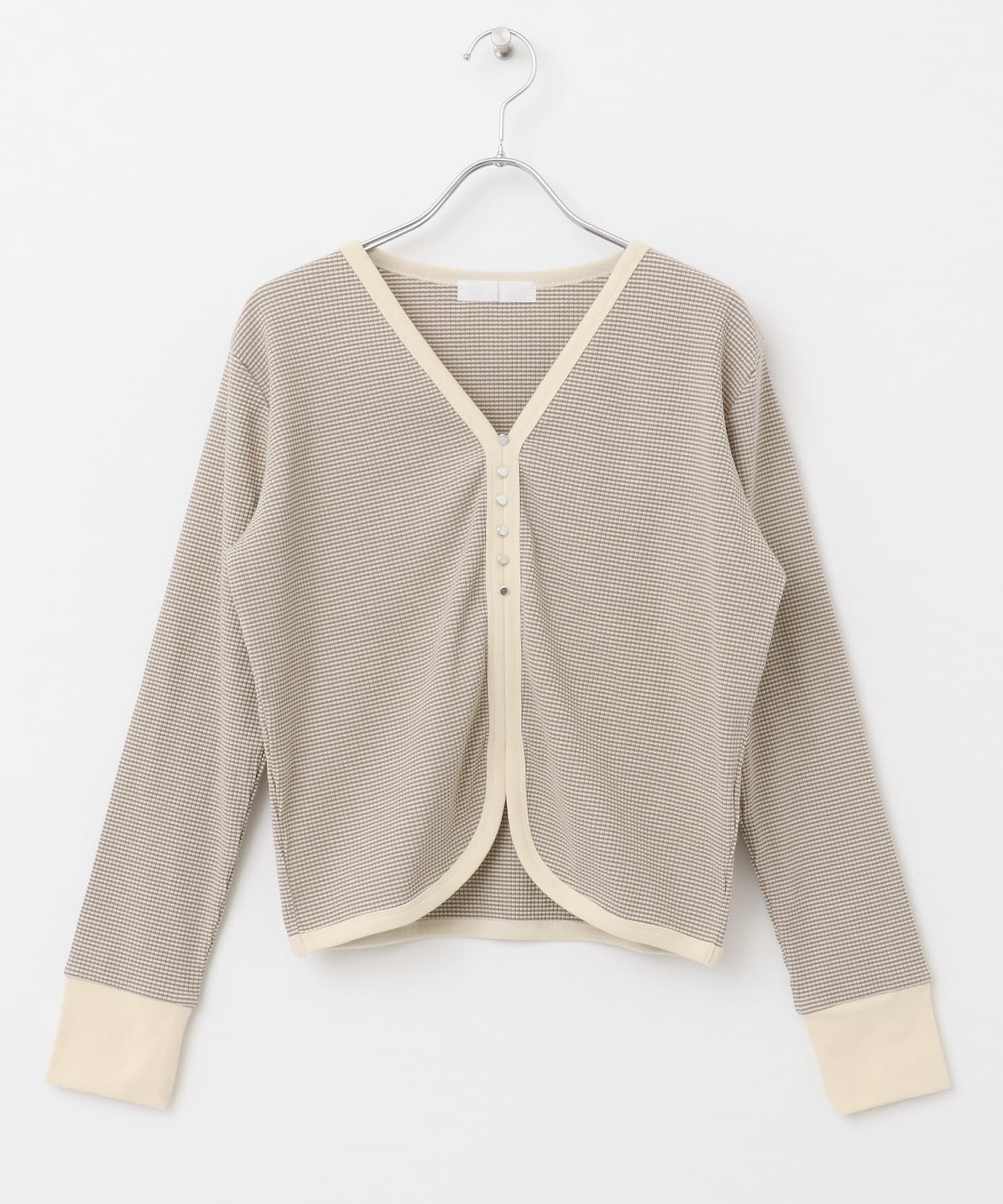 Vネックバイカラートップ WHITE one