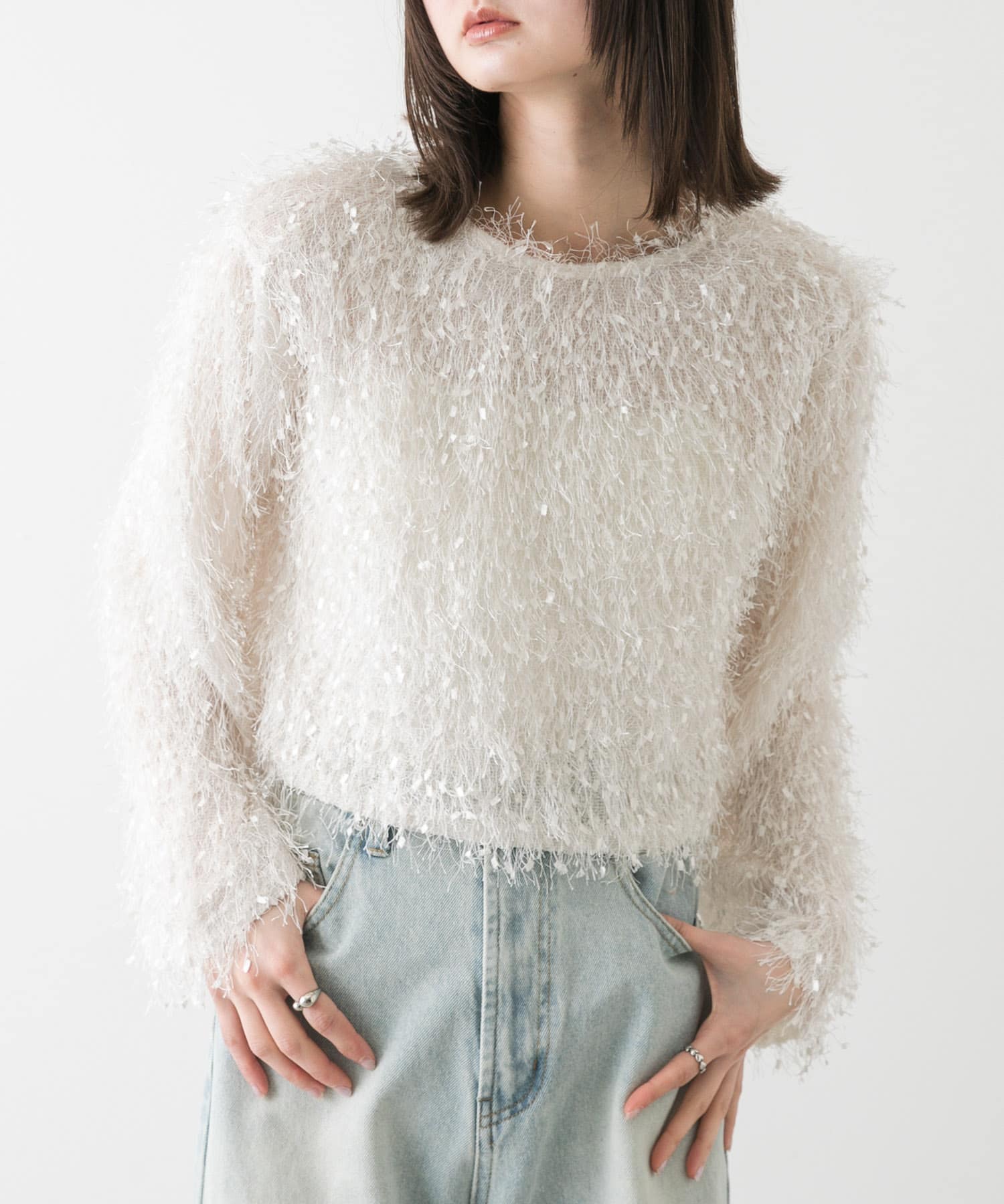 『洗濯可』フリンジテープトップ